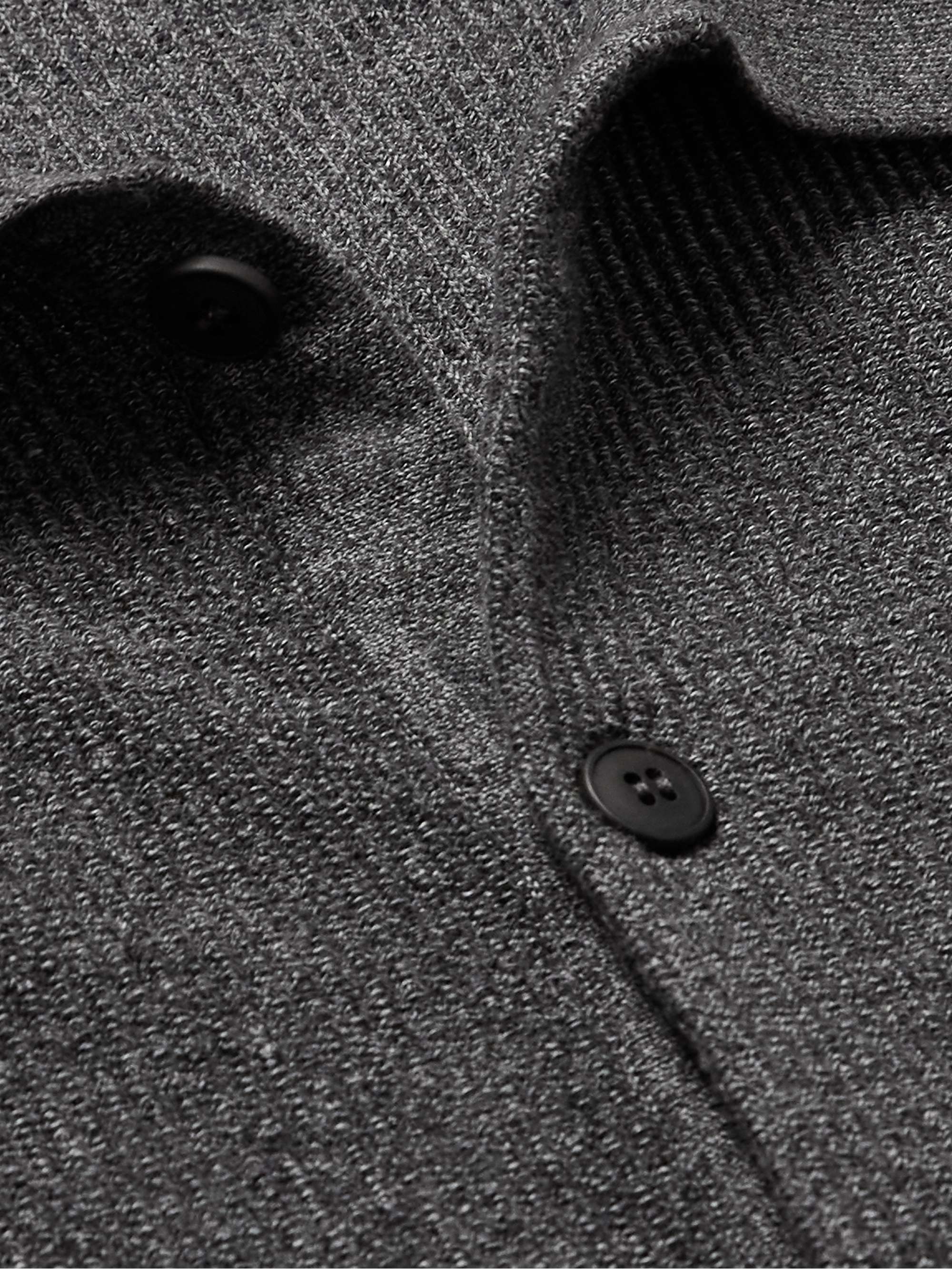 SUNSPEL Convertible-Collar Ribbed Cotton Cardigan
