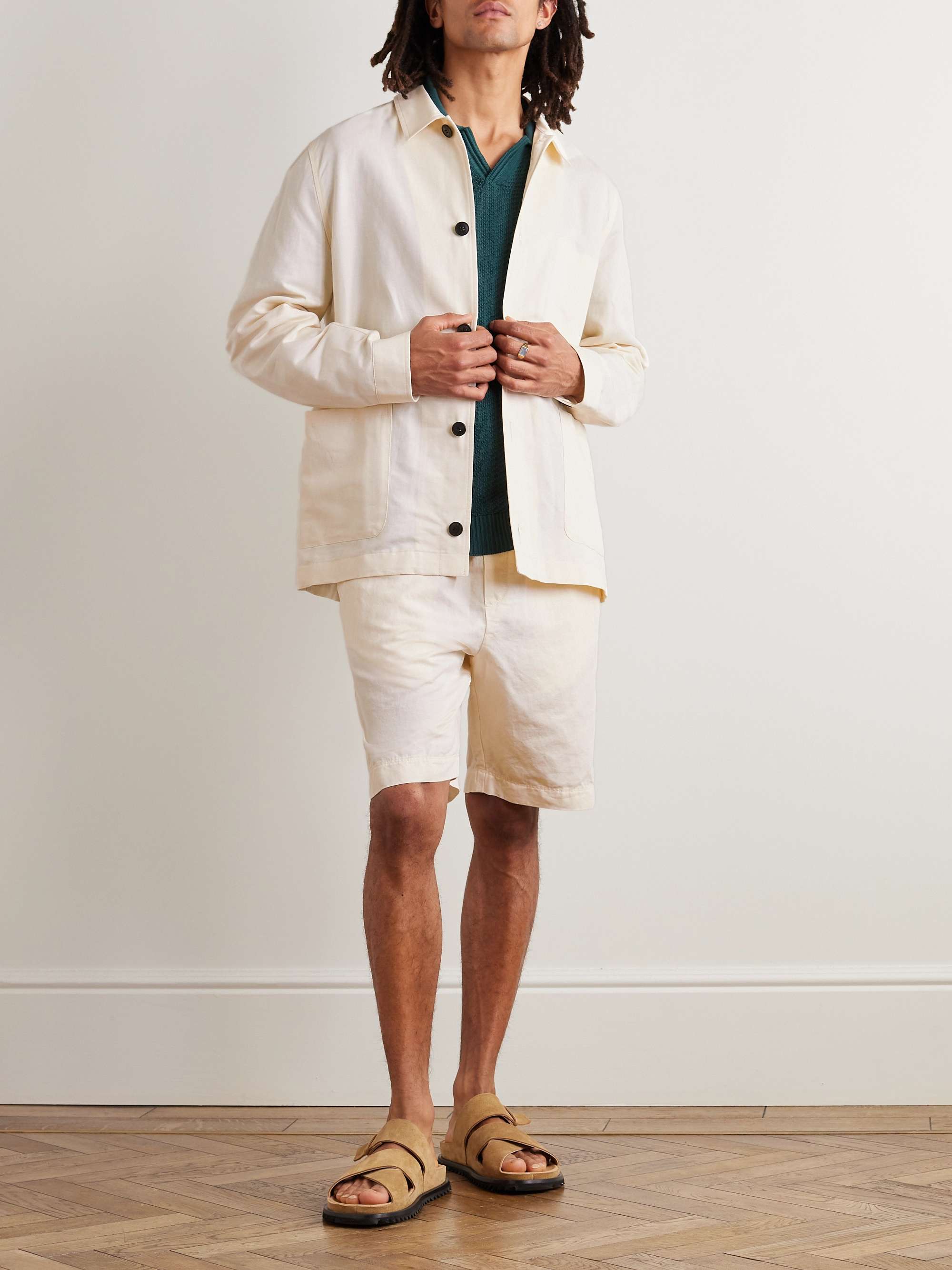 SUNSPEL Straight-Leg Cotton and Linen-Blend Twill Shorts