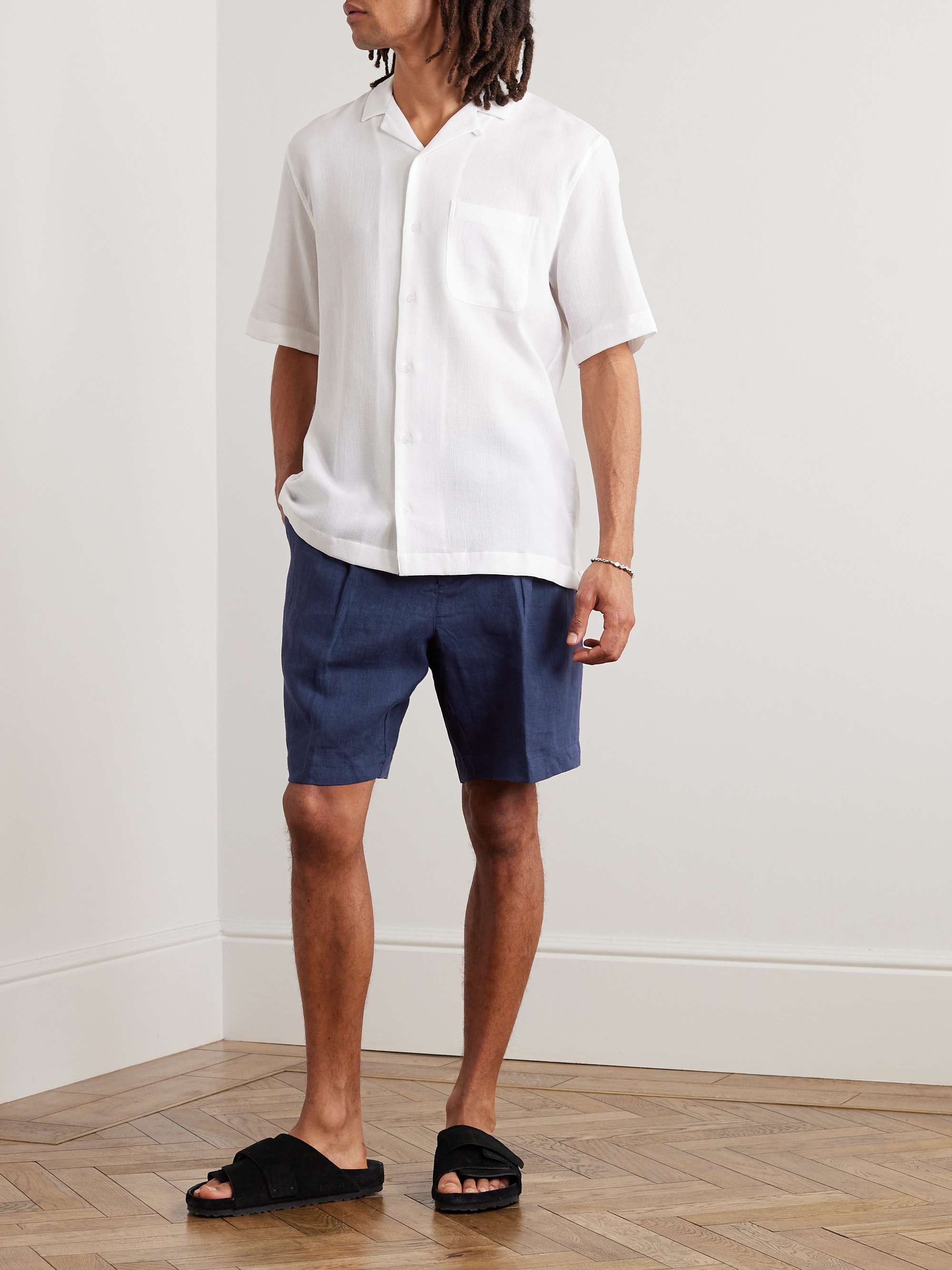 SUNSPEL Tapered Pleated Linen Shorts for Men | MR PORTER