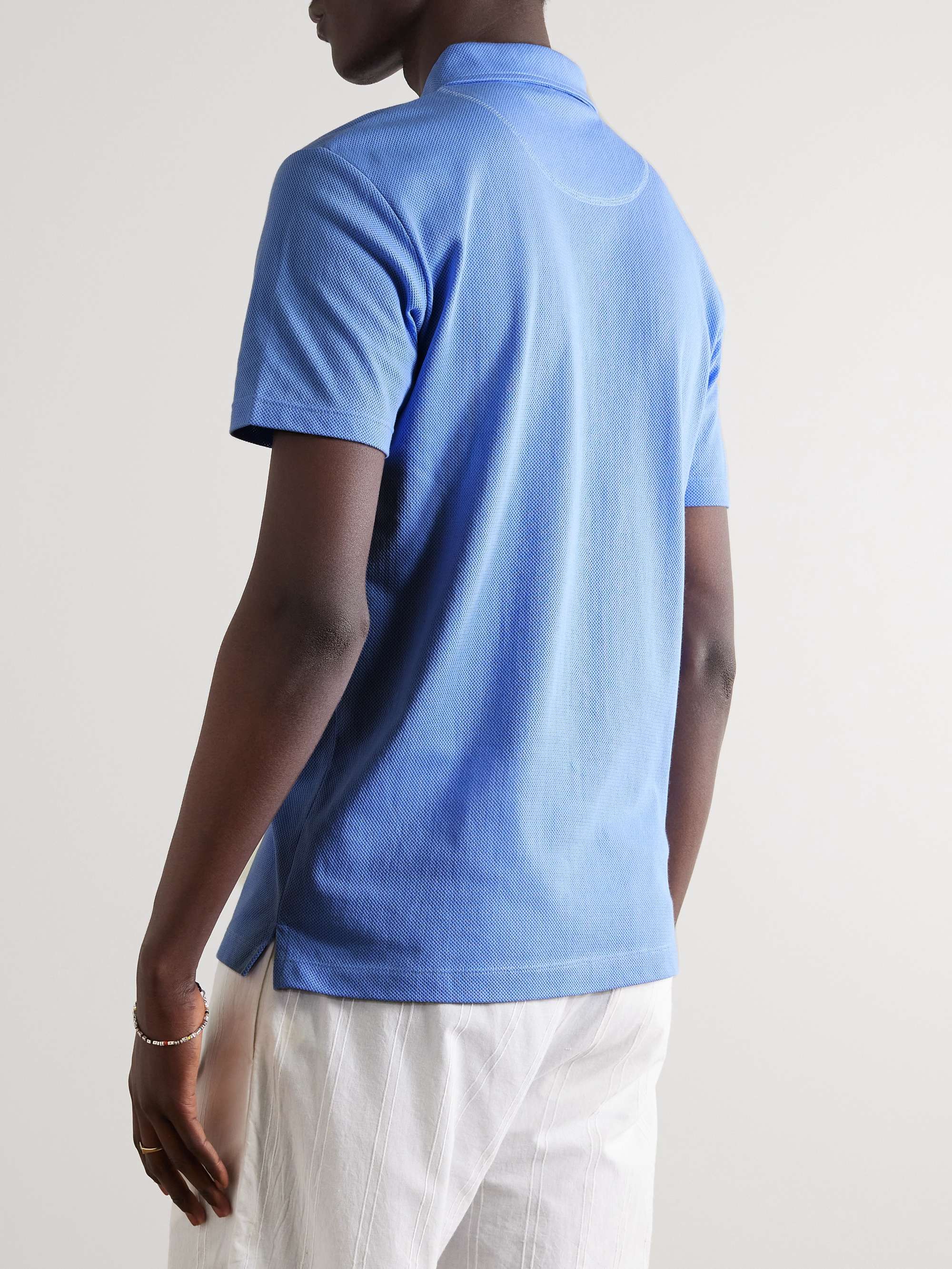 SUNSPEL Riviera Slim-Fit Cotton-Mesh Polo Shirt