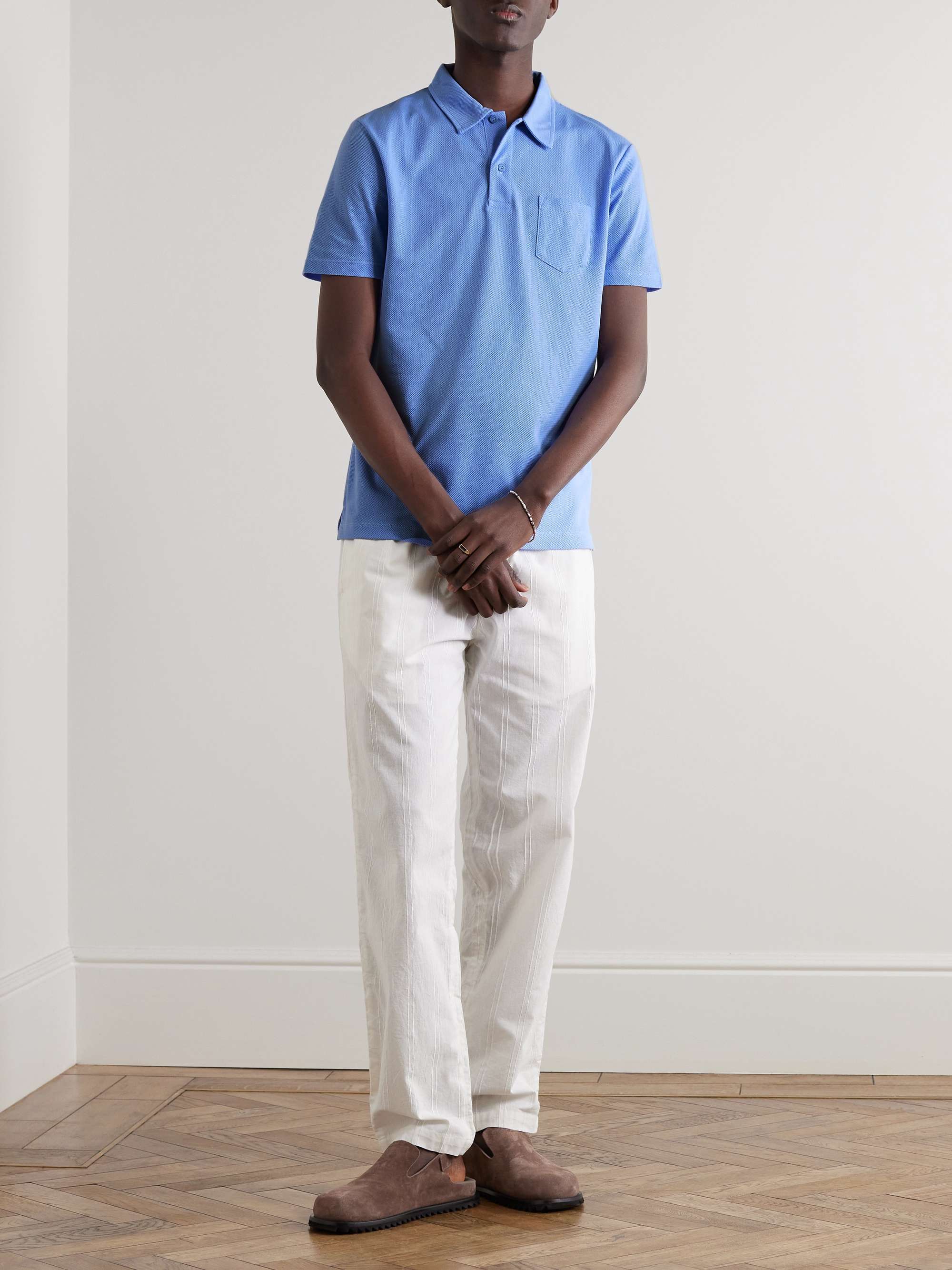 SUNSPEL Riviera Slim-Fit Cotton-Mesh Polo Shirt