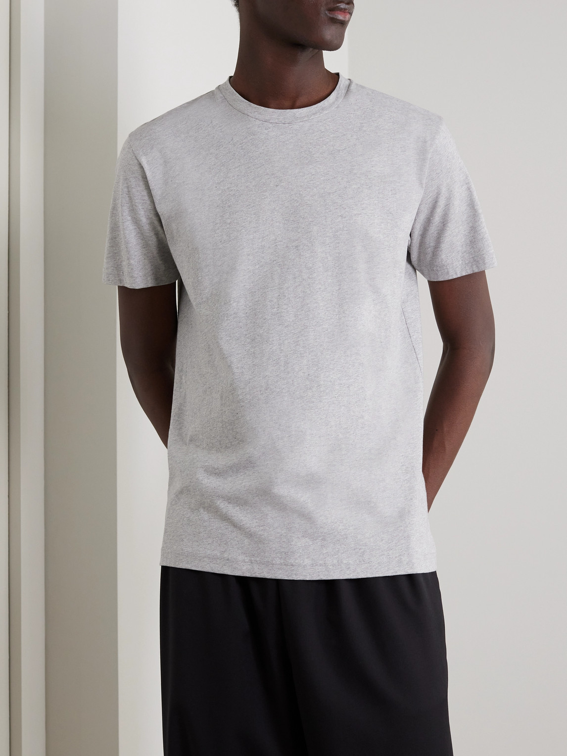 Shop Sunspel Riviera Supima Cotton-jersey T-shirt In Gray