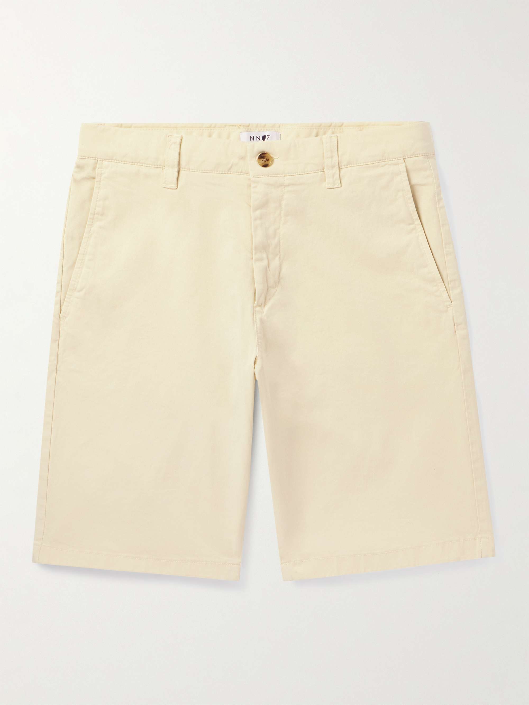 NN07 Crown 1005 Straight-Leg Garment-Dyed Stretch-Cotton Twill Shorts ...