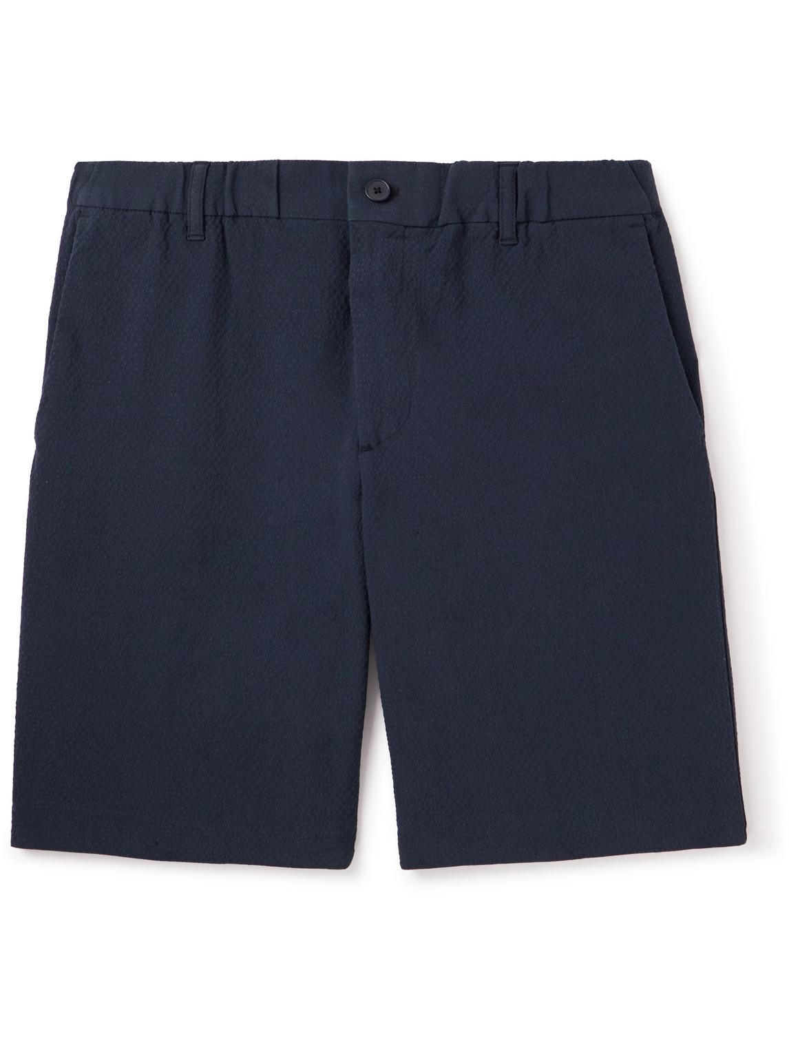 Theodor 1040 Straight-Leg Stretch Organic Cotton-Seersucker Shorts