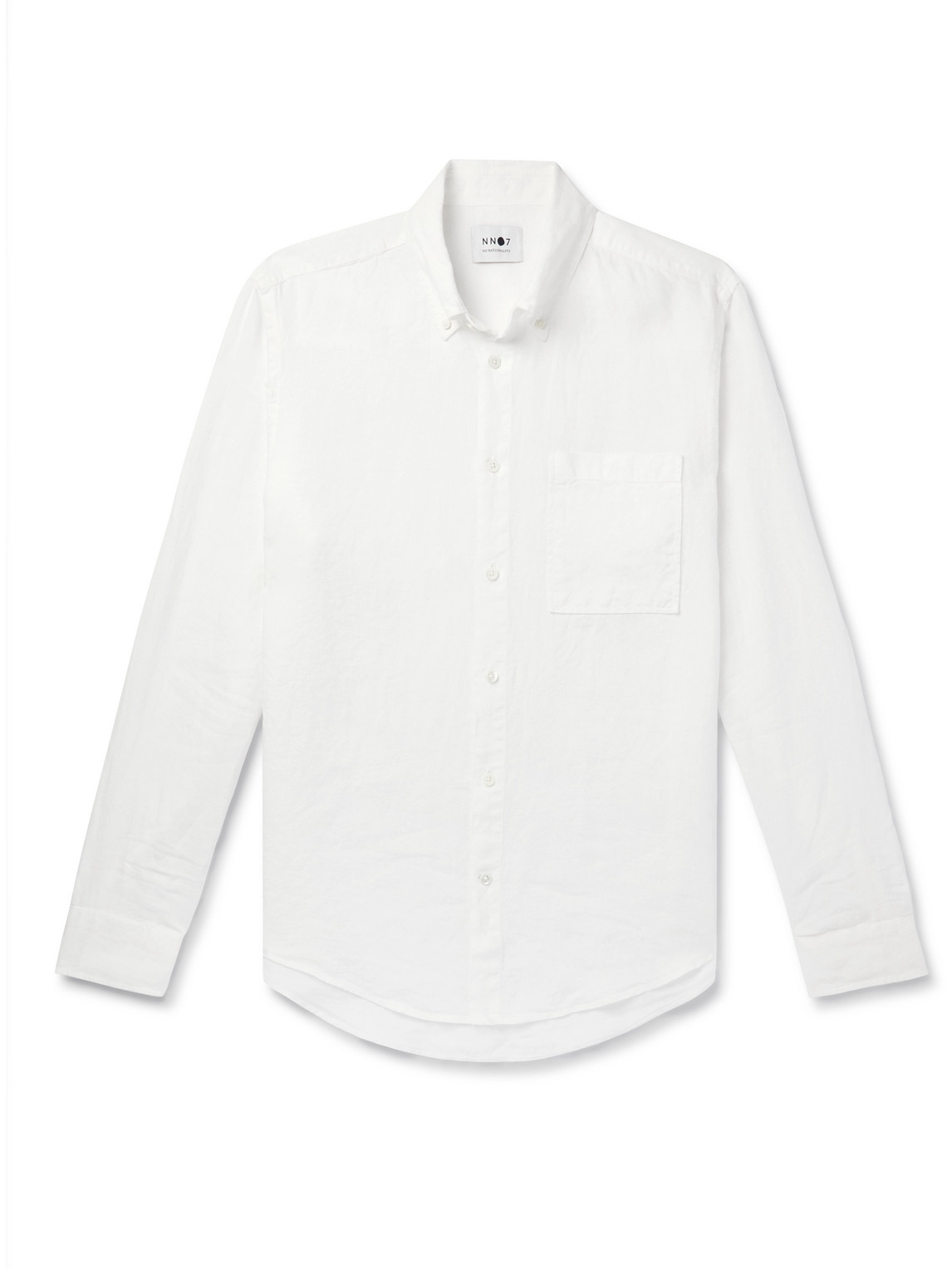 Nn07 Arne Button-down Collar Linen Shirt In White