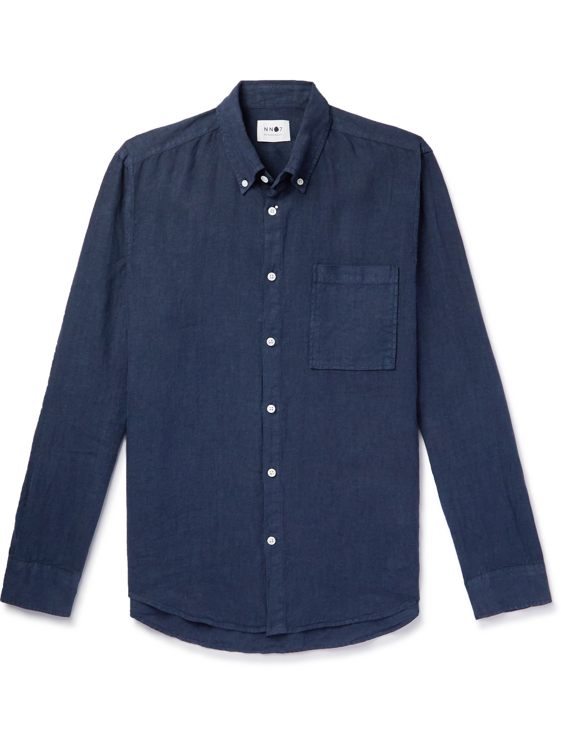 Nn07 Arne Button-down Collar Linen Shirt In Blue