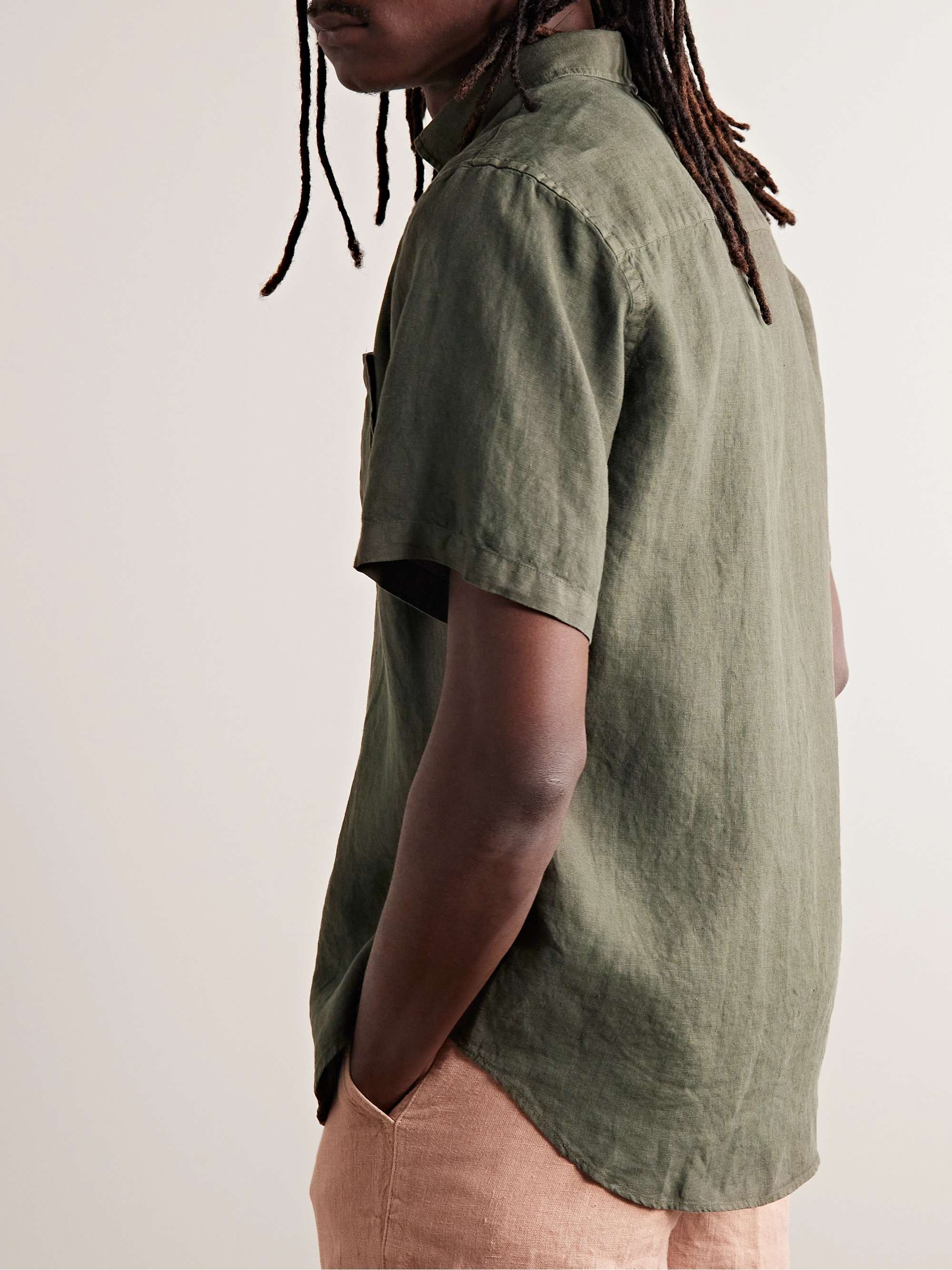 NN07 Arne Button-Down Collar Linen Shirt