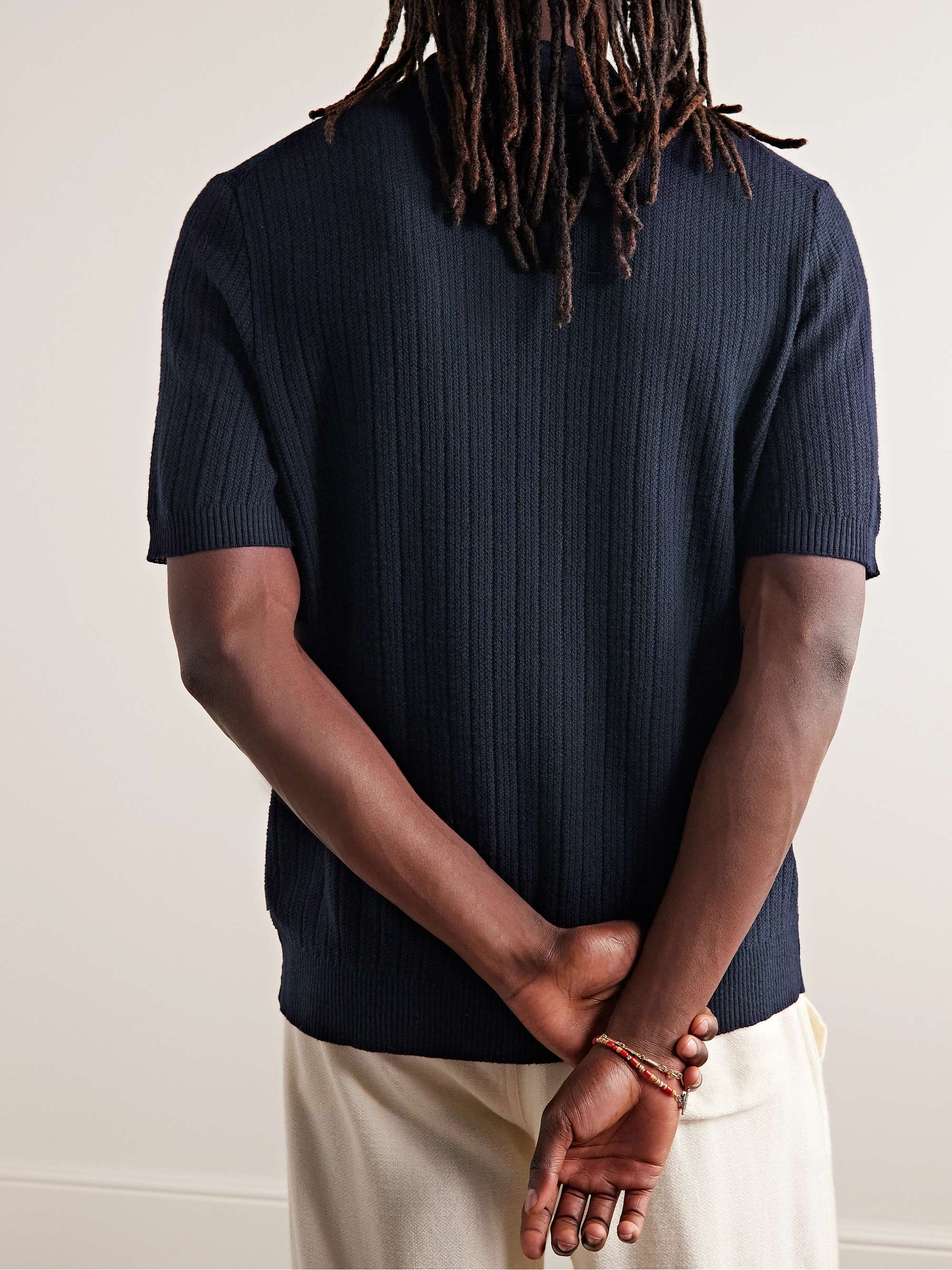 NN07 Nolan Ribbed Cotton-Blend Polo Shirt
