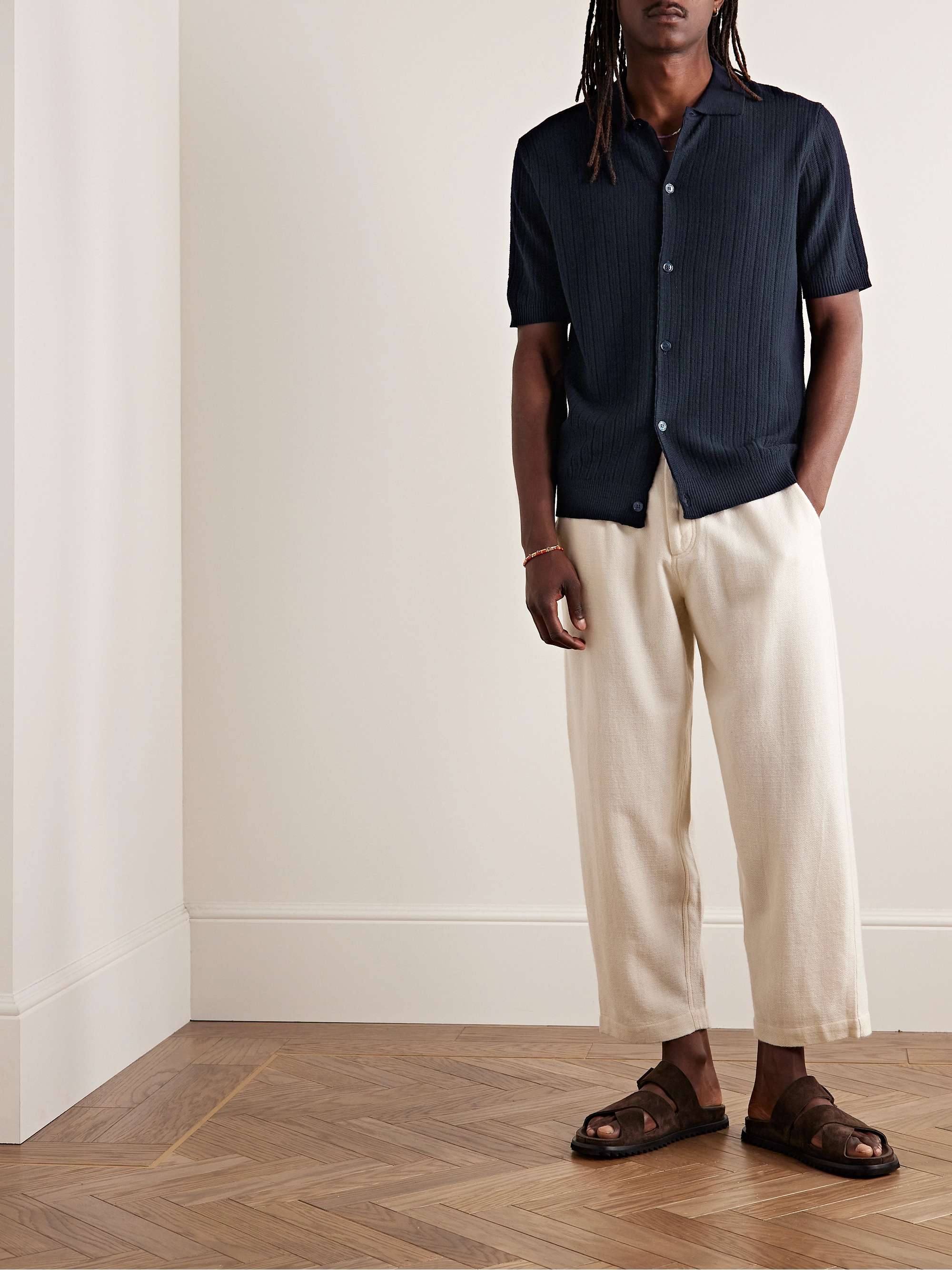 NN07 Nolan Ribbed Cotton-Blend Polo Shirt