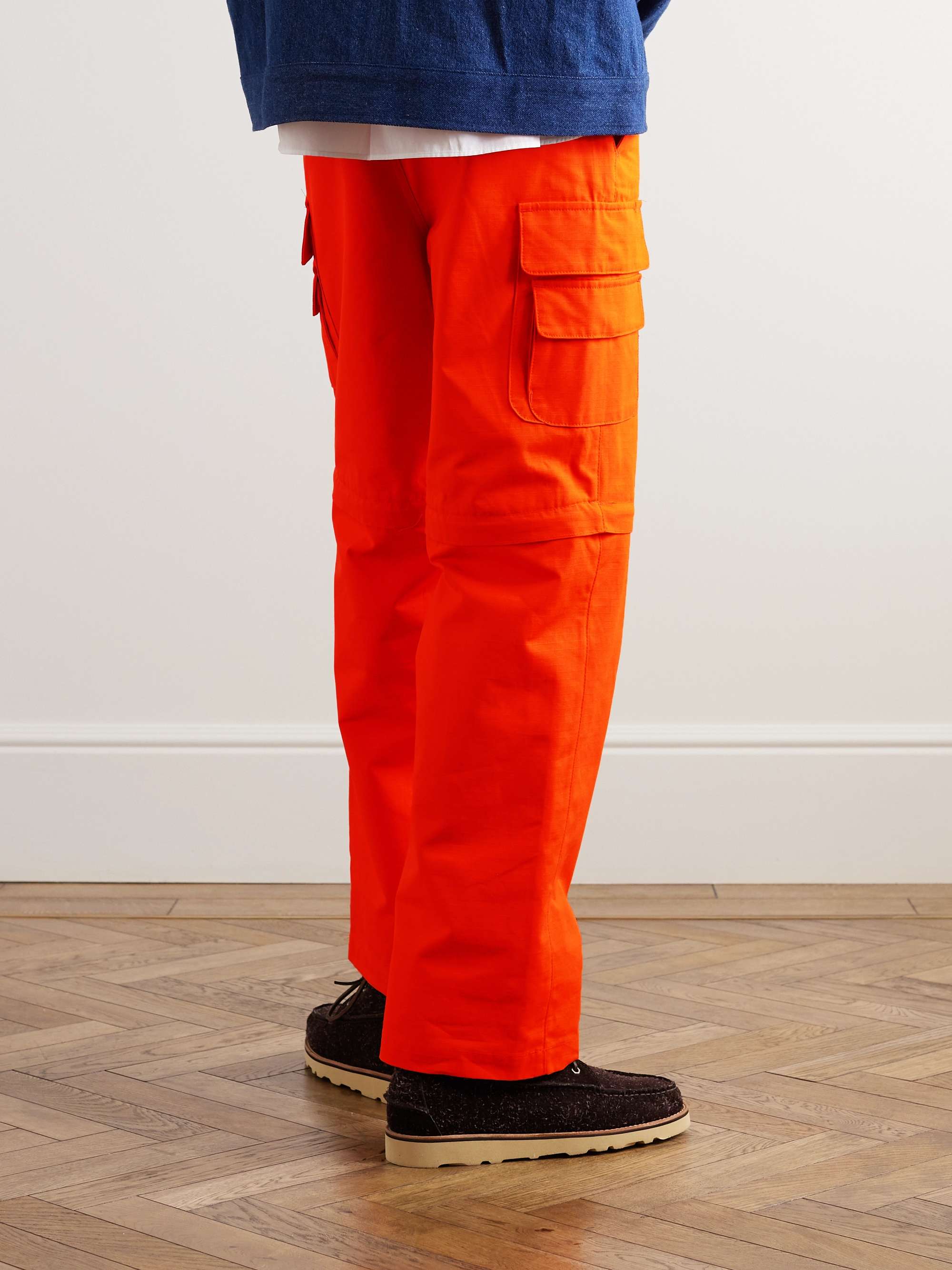 RANDY'S GARMENTS Straight-Leg Mesh-Panelled Cotton-Ripstop Cargo Trousers