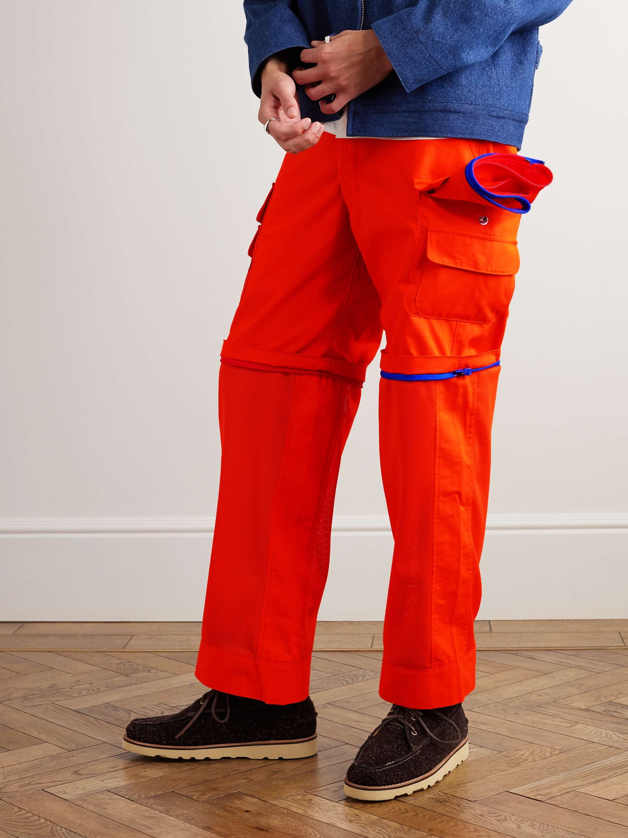 RANDY'S GARMENTS Straight-Leg Mesh-Panelled Cotton-Ripstop Cargo Trousers