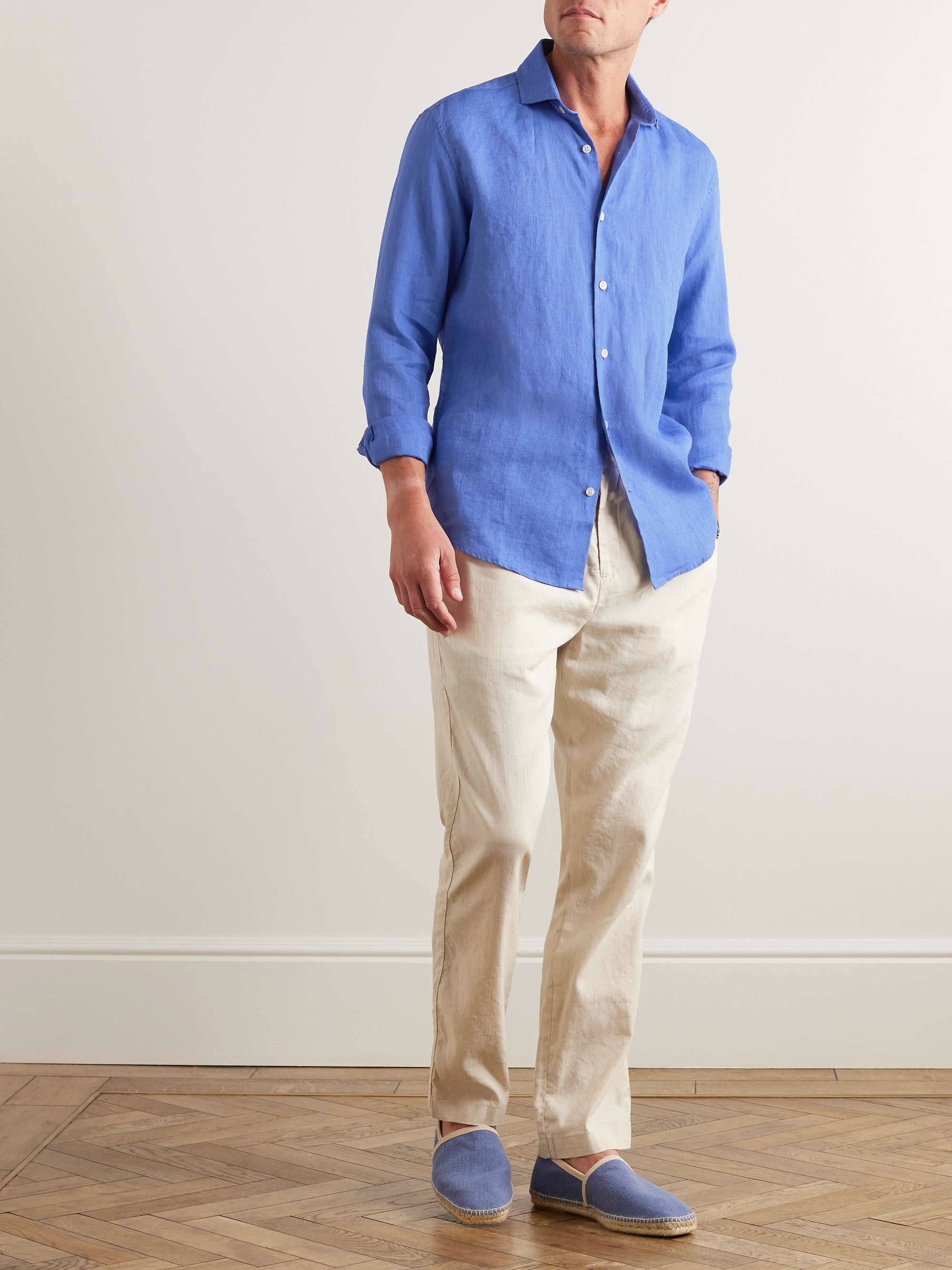 FRESCOBOL CARIOCA Antonio Cutaway-Collar Linen Shirt | MR PORTER