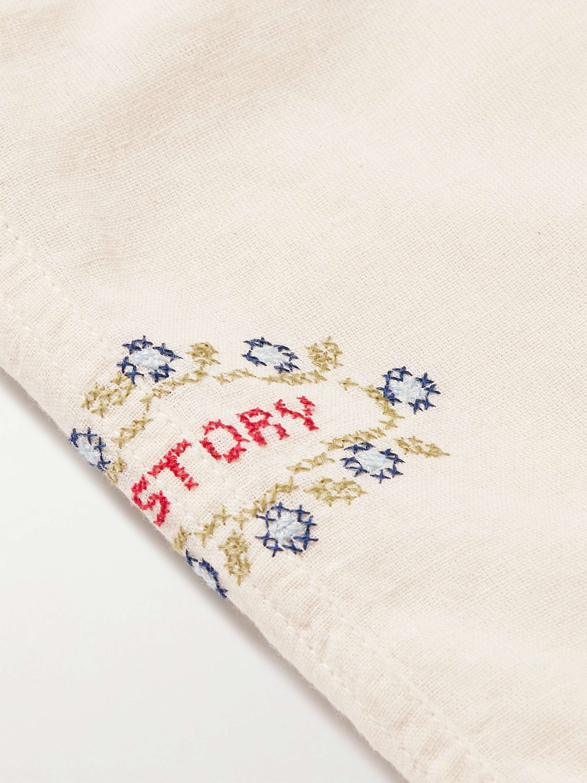 STORY MFG. Bridge Wide-Leg Embroidered Cotton and Linen