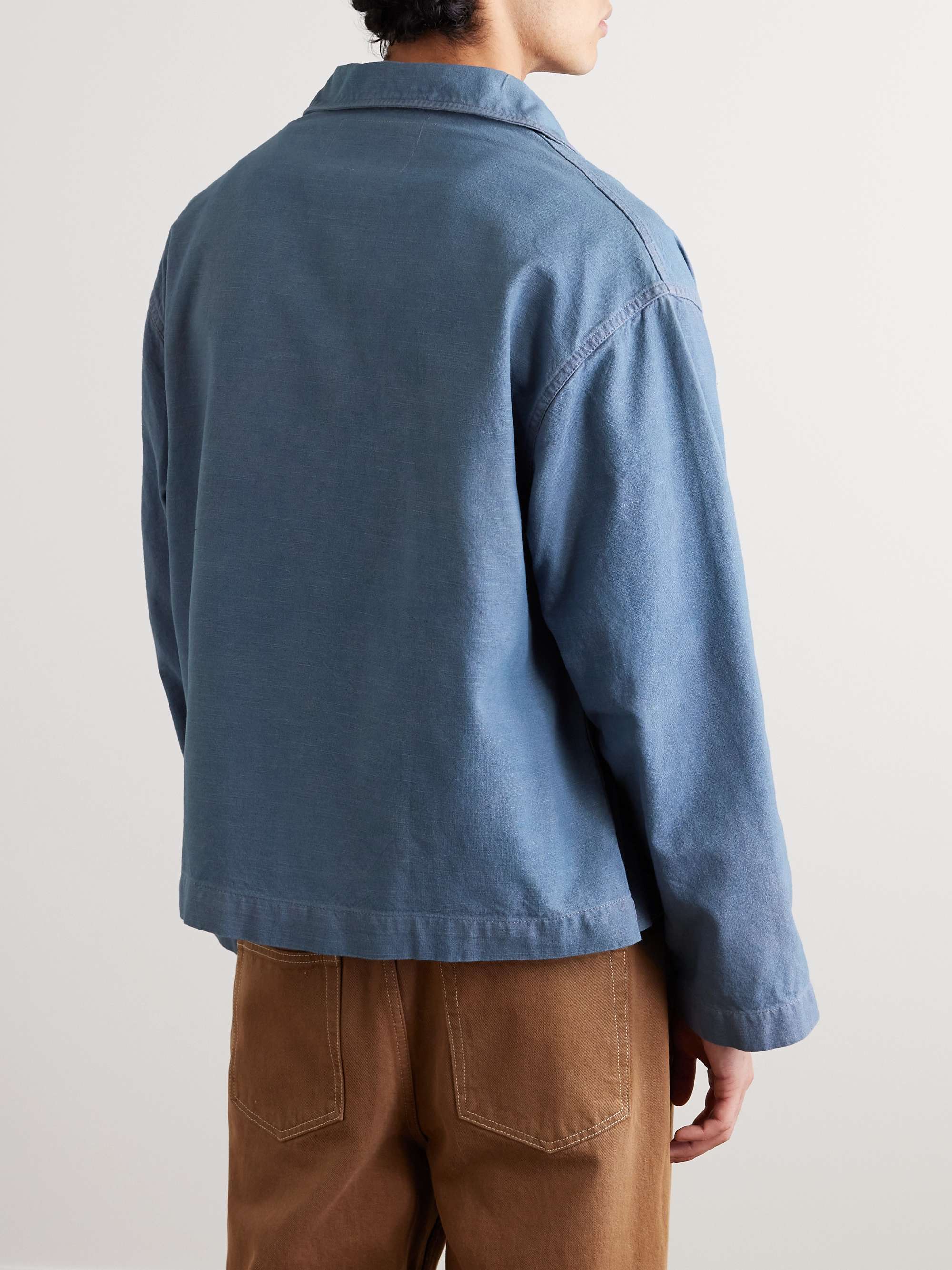 STORY MFG. Short On Time Embroidered Organic Cotton-Chambray Jacket