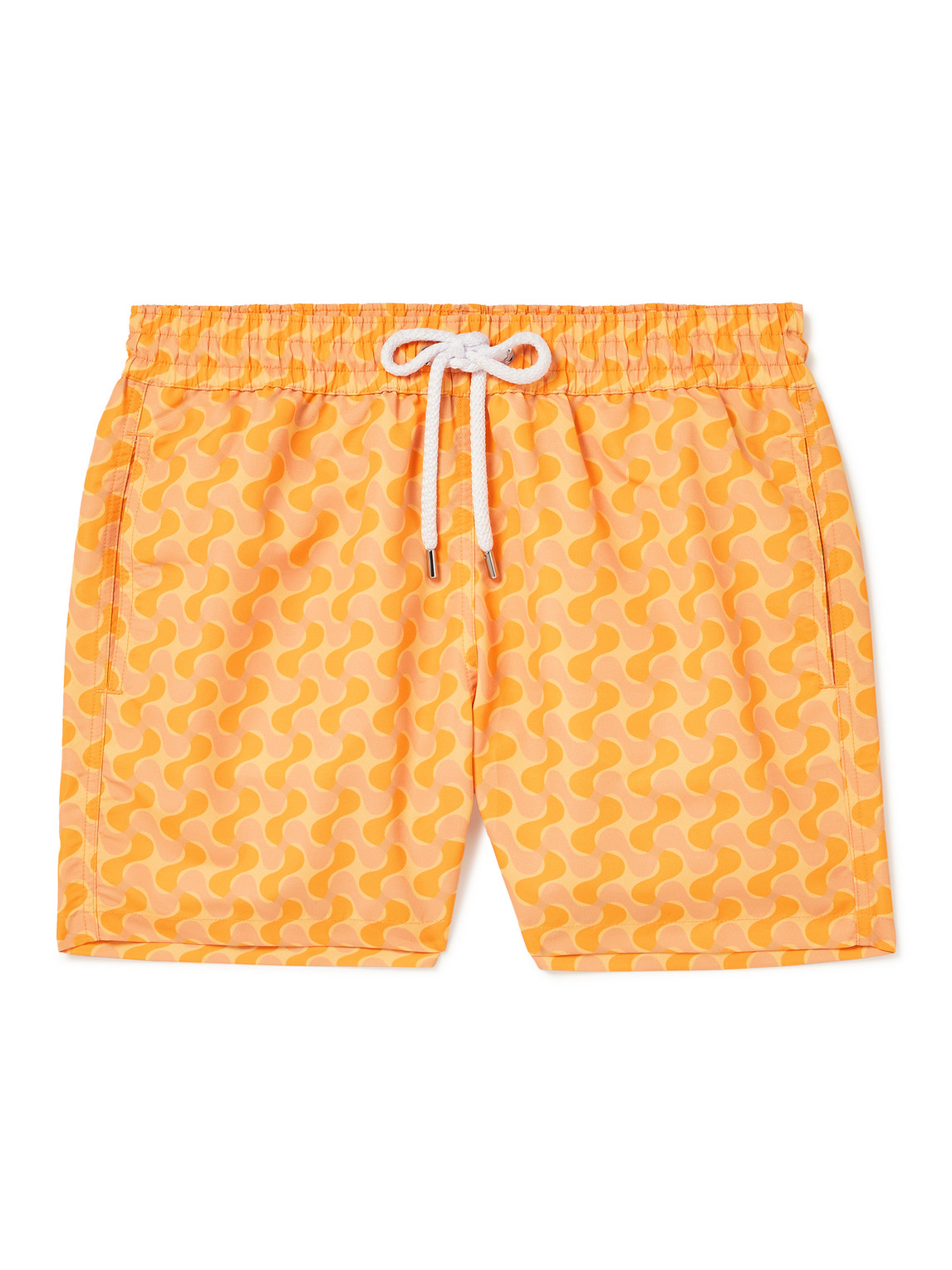 Frescobol Carioca Straight-leg Short-length Printed Swim Shorts In Orange