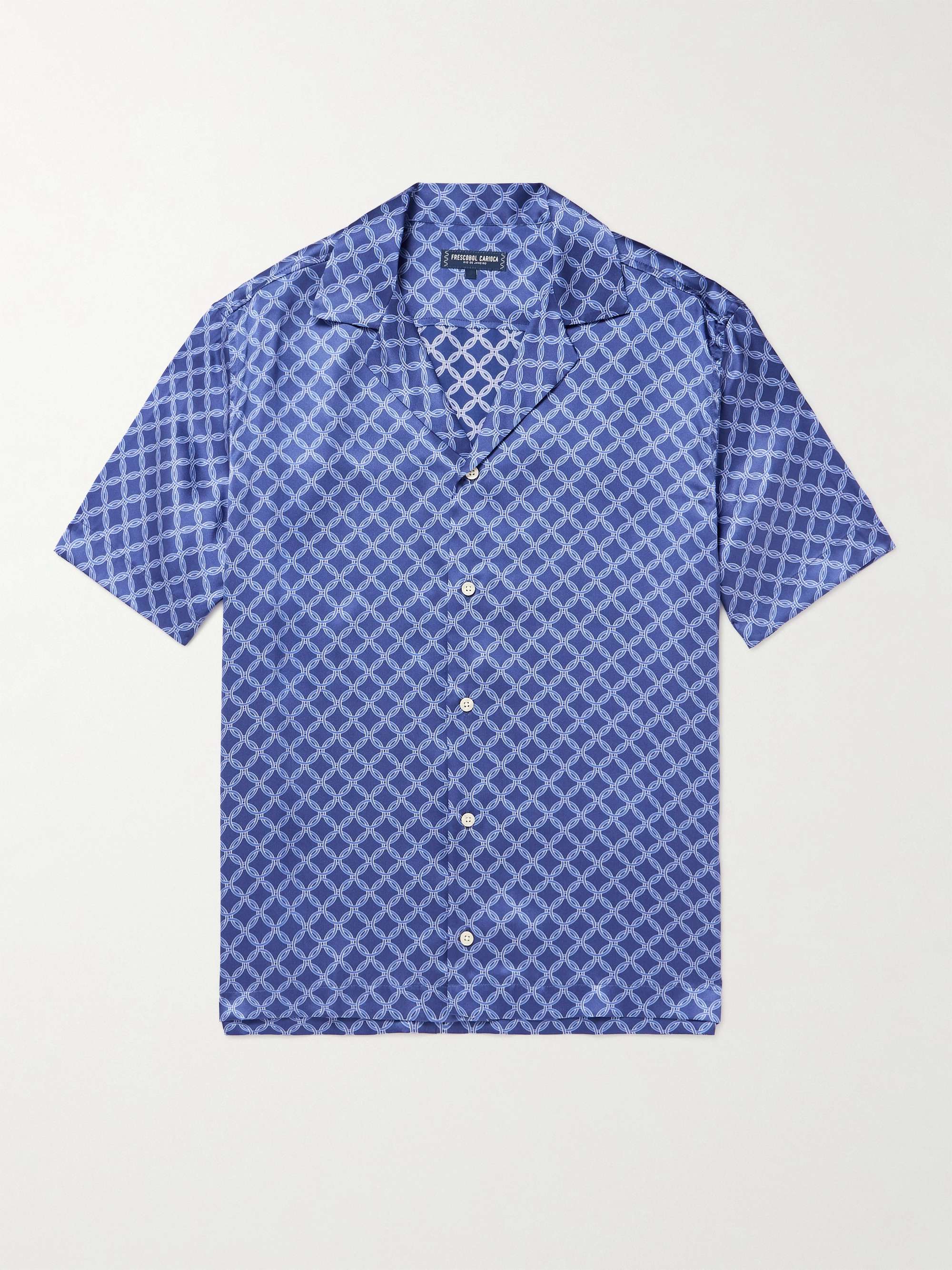 FRESCOBOL CARIOCA Roberto Camp-Collar Printed Silk Shirt for Men | MR ...