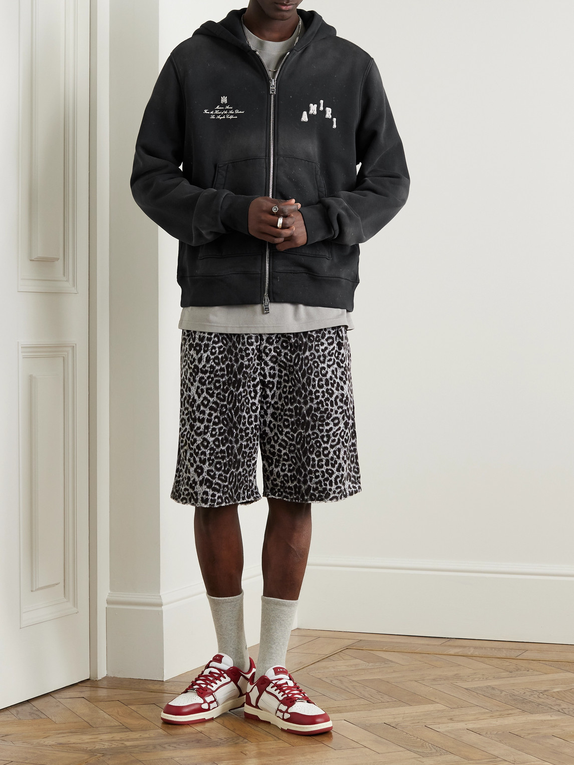 AMIRI logo-print cotton hoodie - Black