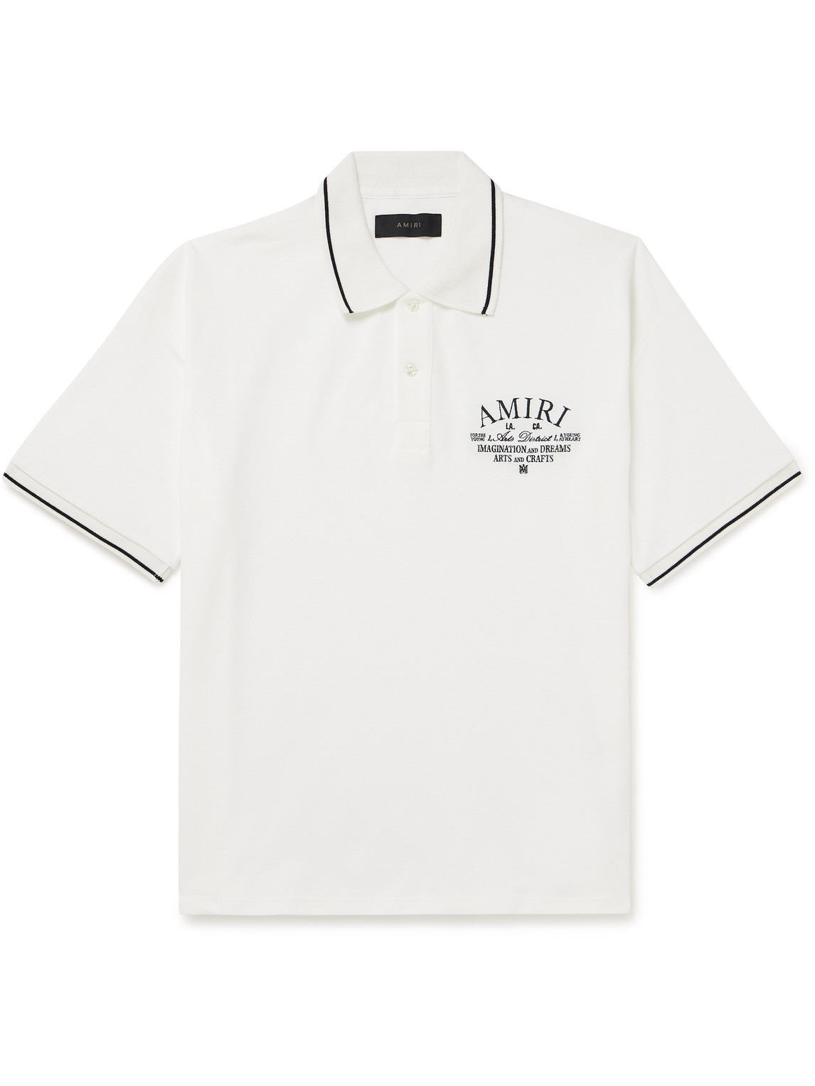 Shop Amiri Arts District Logo-embroidered Cotton-piqué Polo Shirt In White