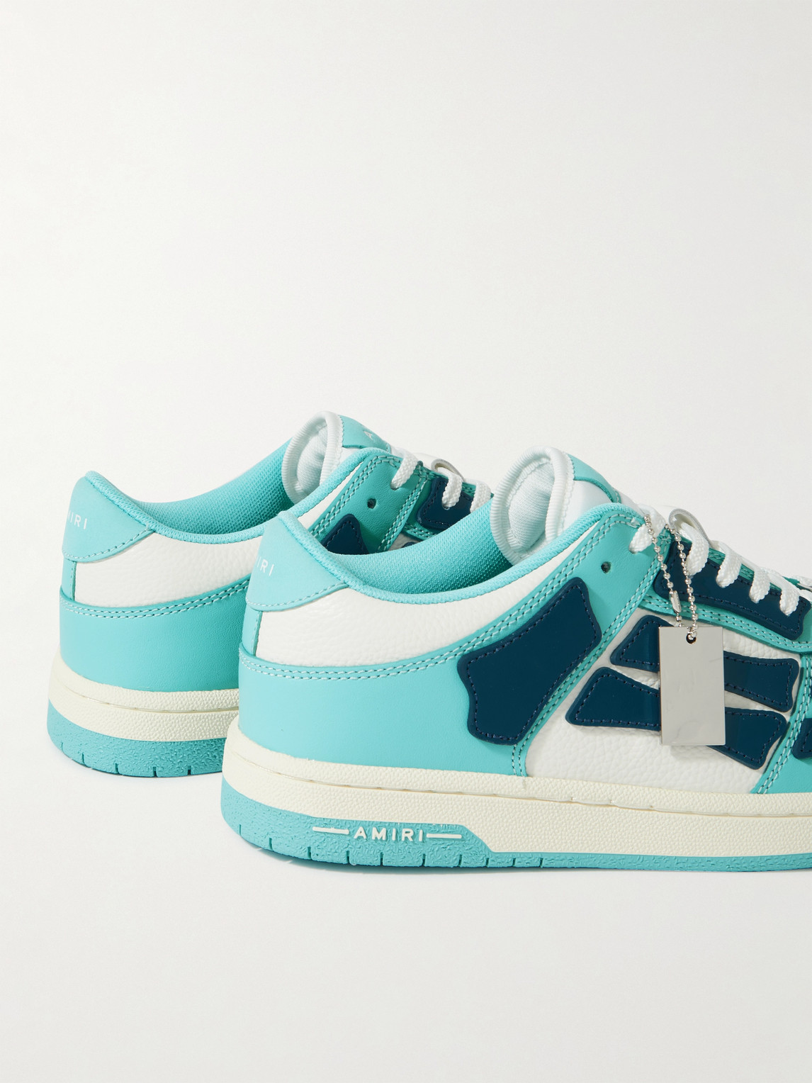 Shop Amiri Skel-top Colour-block Leather Sneakers In Blue