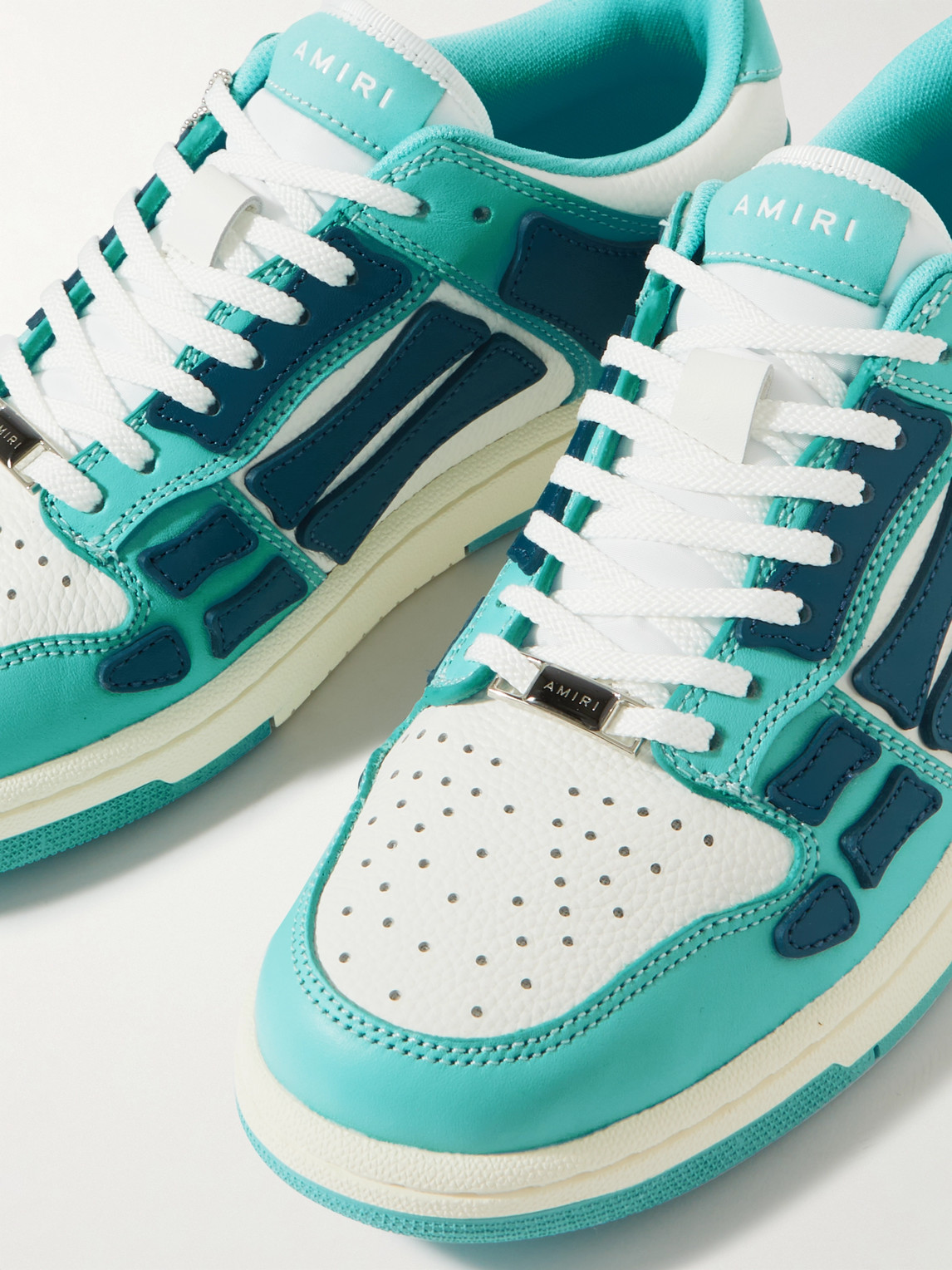 Shop Amiri Skel-top Colour-block Leather Sneakers In Blue