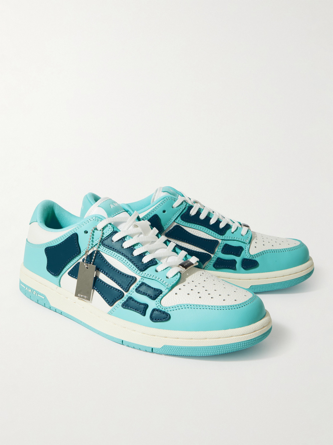 Shop Amiri Skel-top Colour-block Leather Sneakers In Blue
