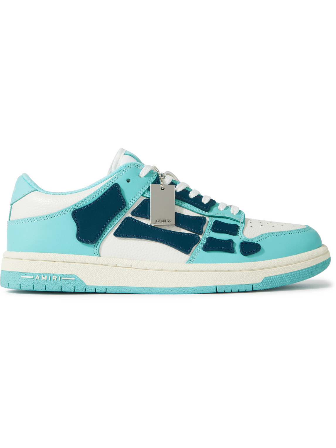 Amiri Skeleton Leather Sneakers In Azzurro/bianco