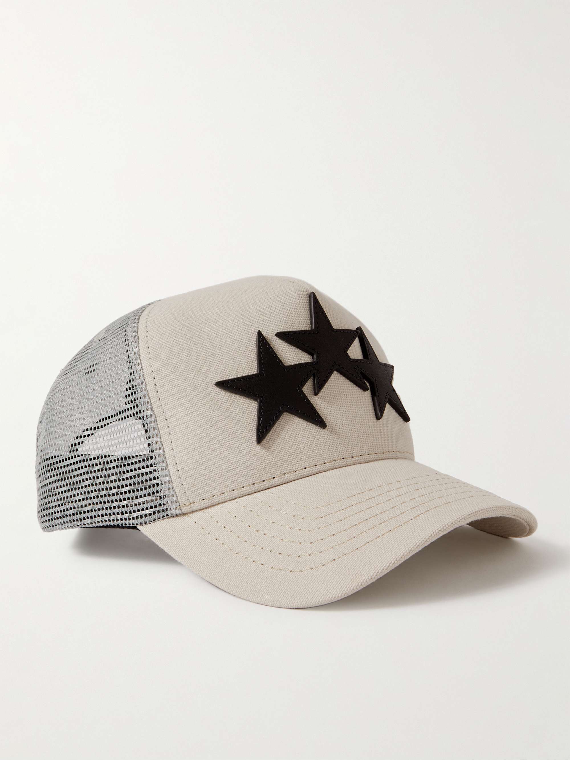 AMIRI Leather-Trimmed Cotton-Canvas and Mesh Trucker Hat for Men