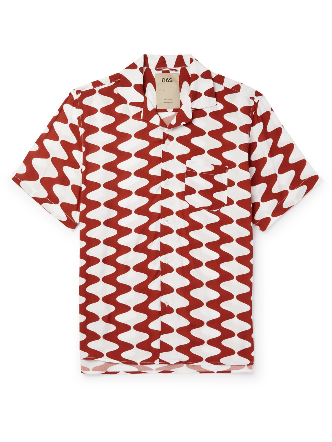 Oas Big Lauda Camp-collar Printed Satin Shirt In Red