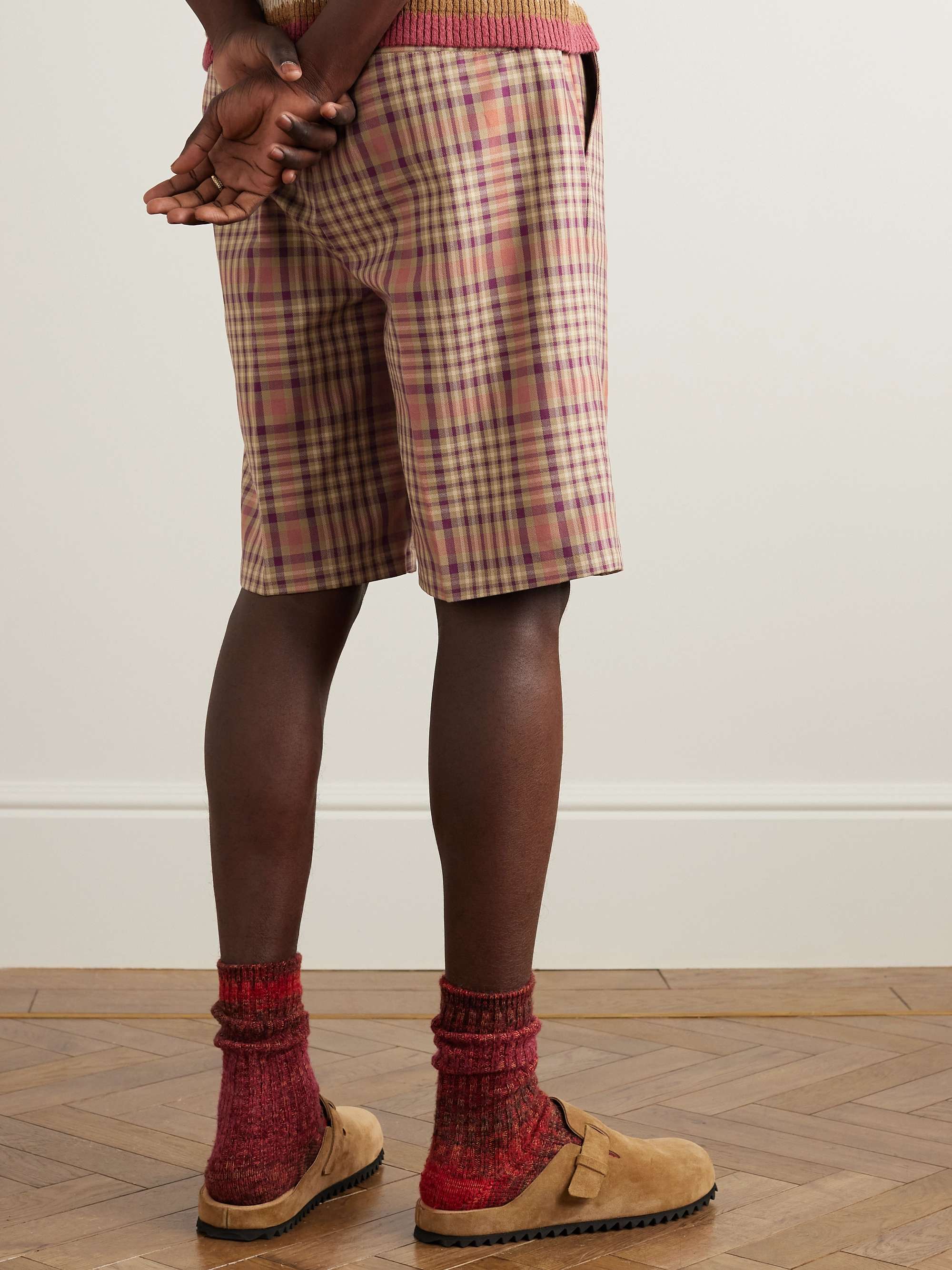 PIACENZA 1733 Straight-Leg Checked Cotton-Twill Drawstring Bermuda Shorts