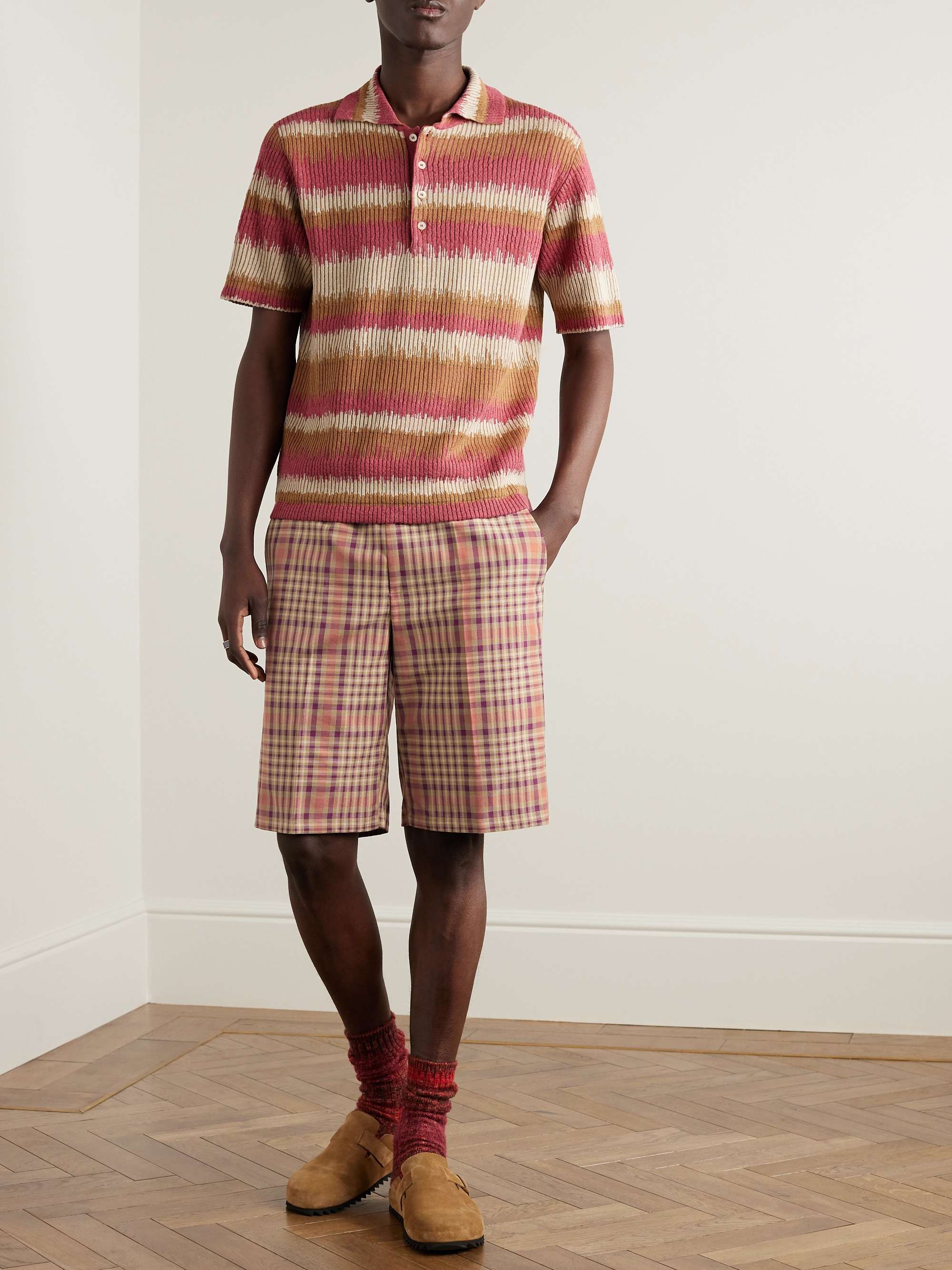 PIACENZA 1733 Straight-Leg Checked Cotton-Twill Drawstring Bermuda Shorts