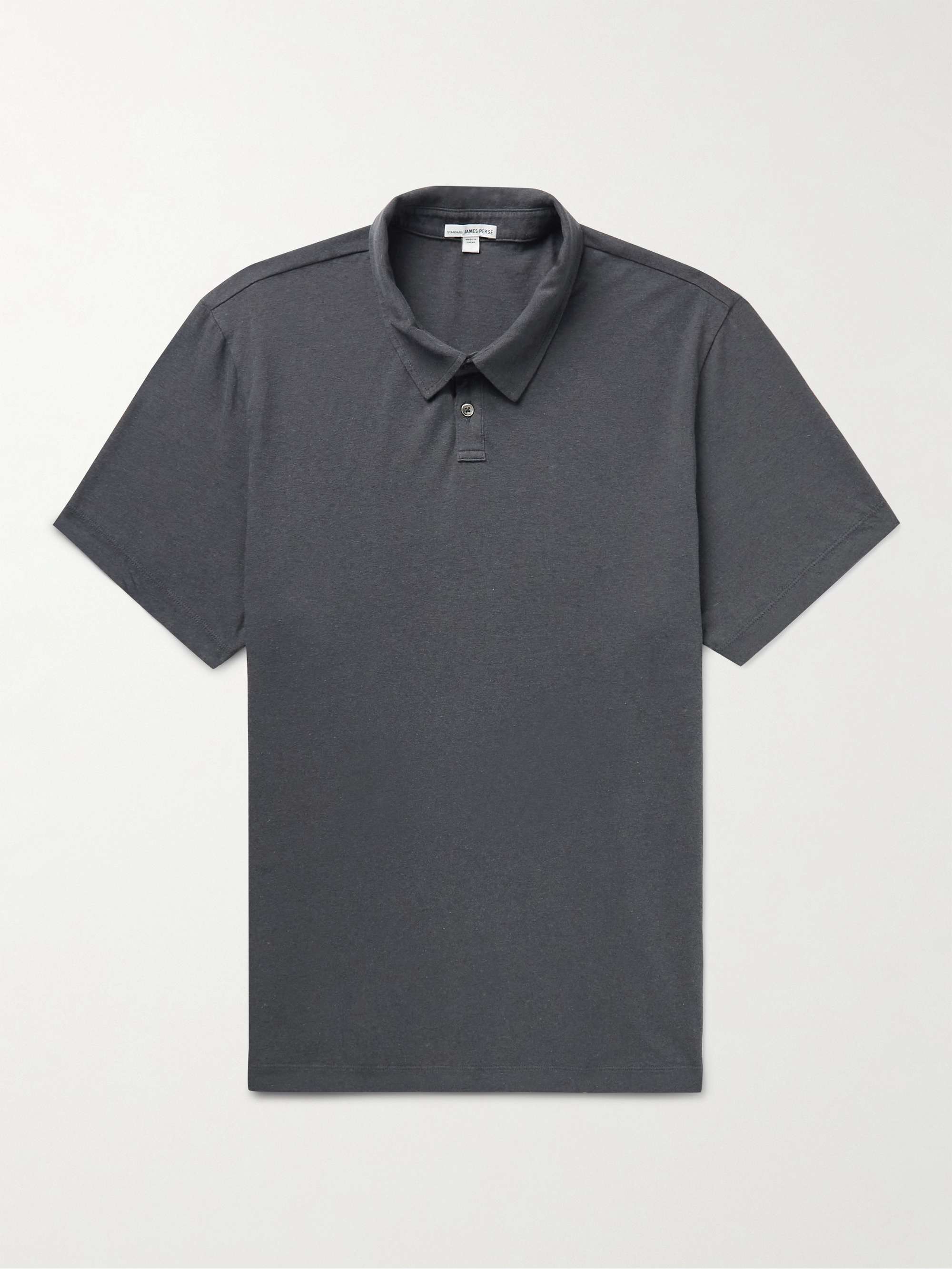 JAMES PERSE Slub Cotton and Linen-Blend Jersey Polo Shirt