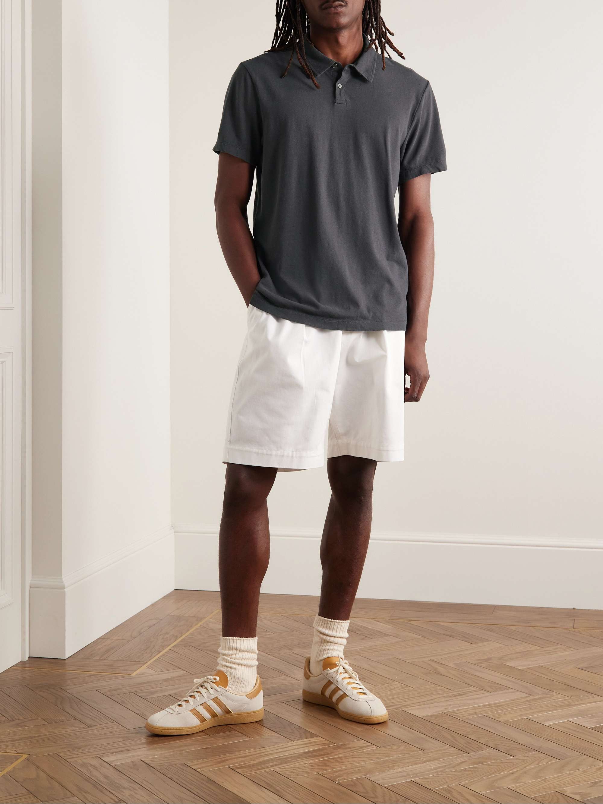 JAMES PERSE Slub Cotton and Linen-Blend Jersey Polo Shirt