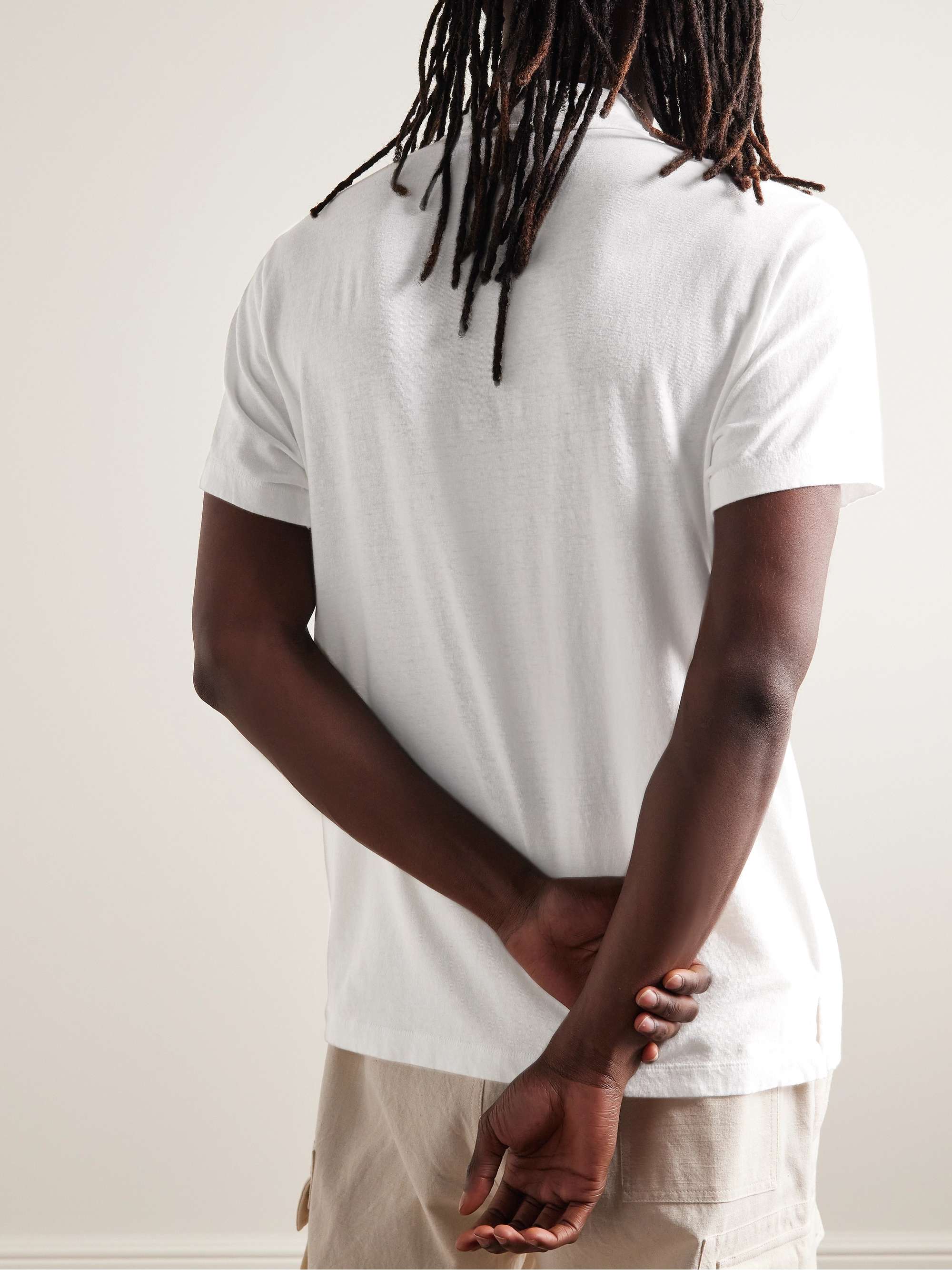 JAMES PERSE Slub Cotton and Linen-Blend Jersey Polo Shirt