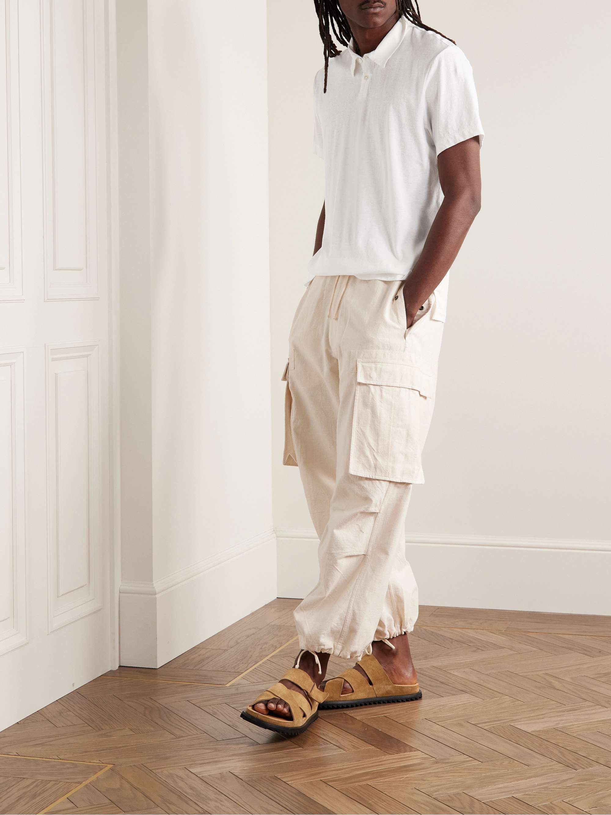 JAMES PERSE Slub Cotton and Linen-Blend Jersey Polo Shirt