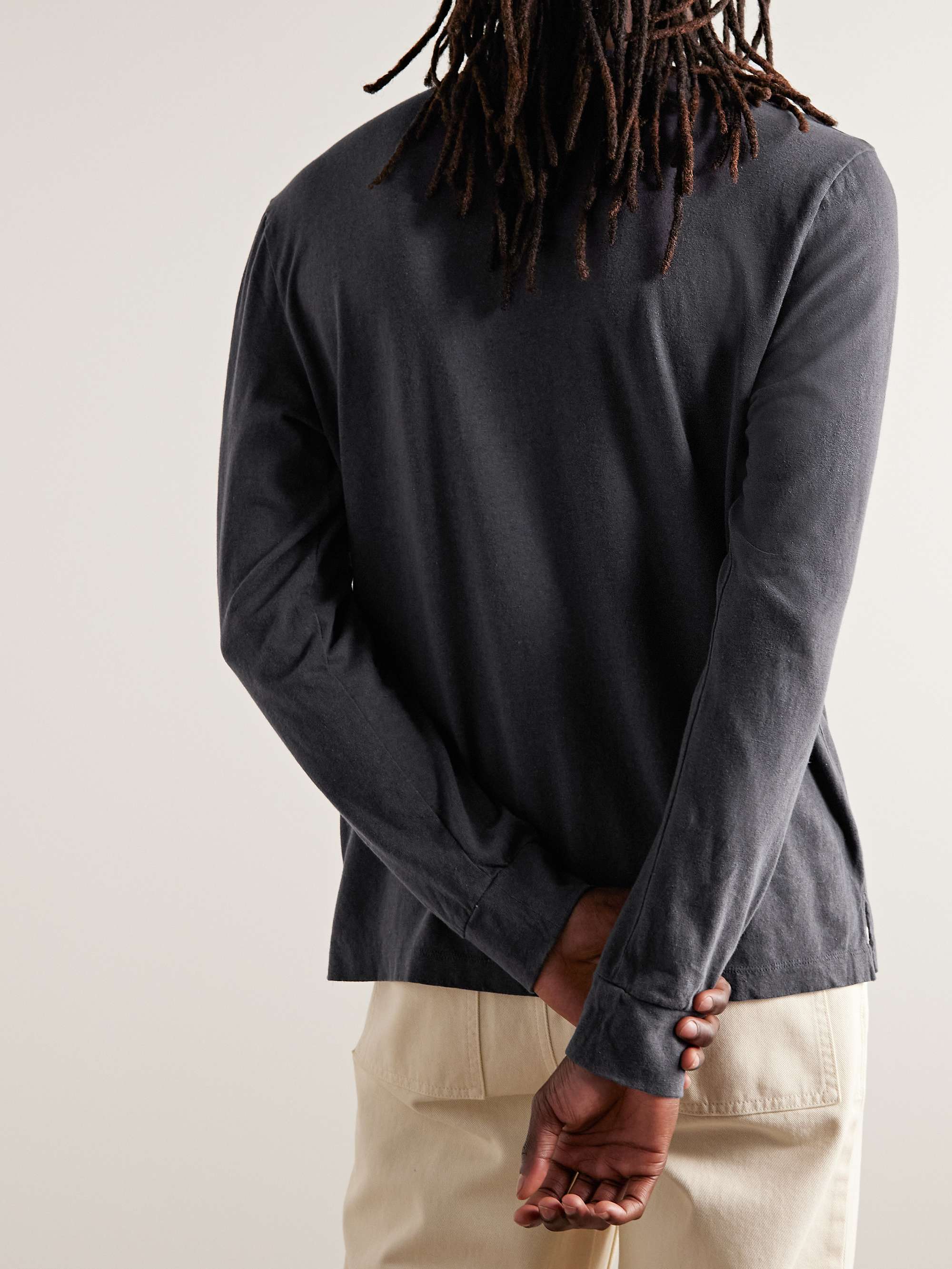 JAMES PERSE Cotton and Linen-Blend Jersey Henley T-Shirt for Men | MR ...