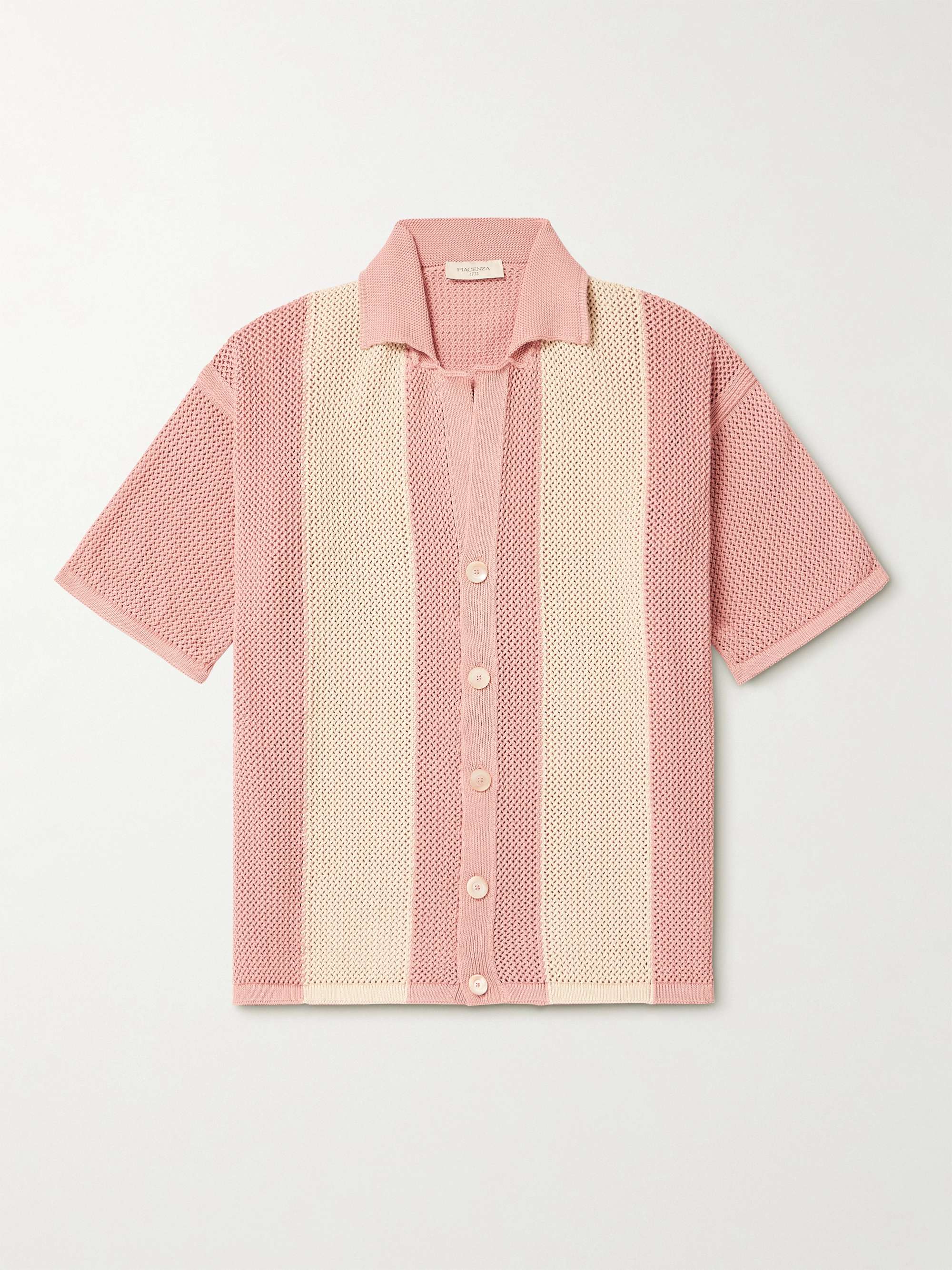 striped crochet knit shirt