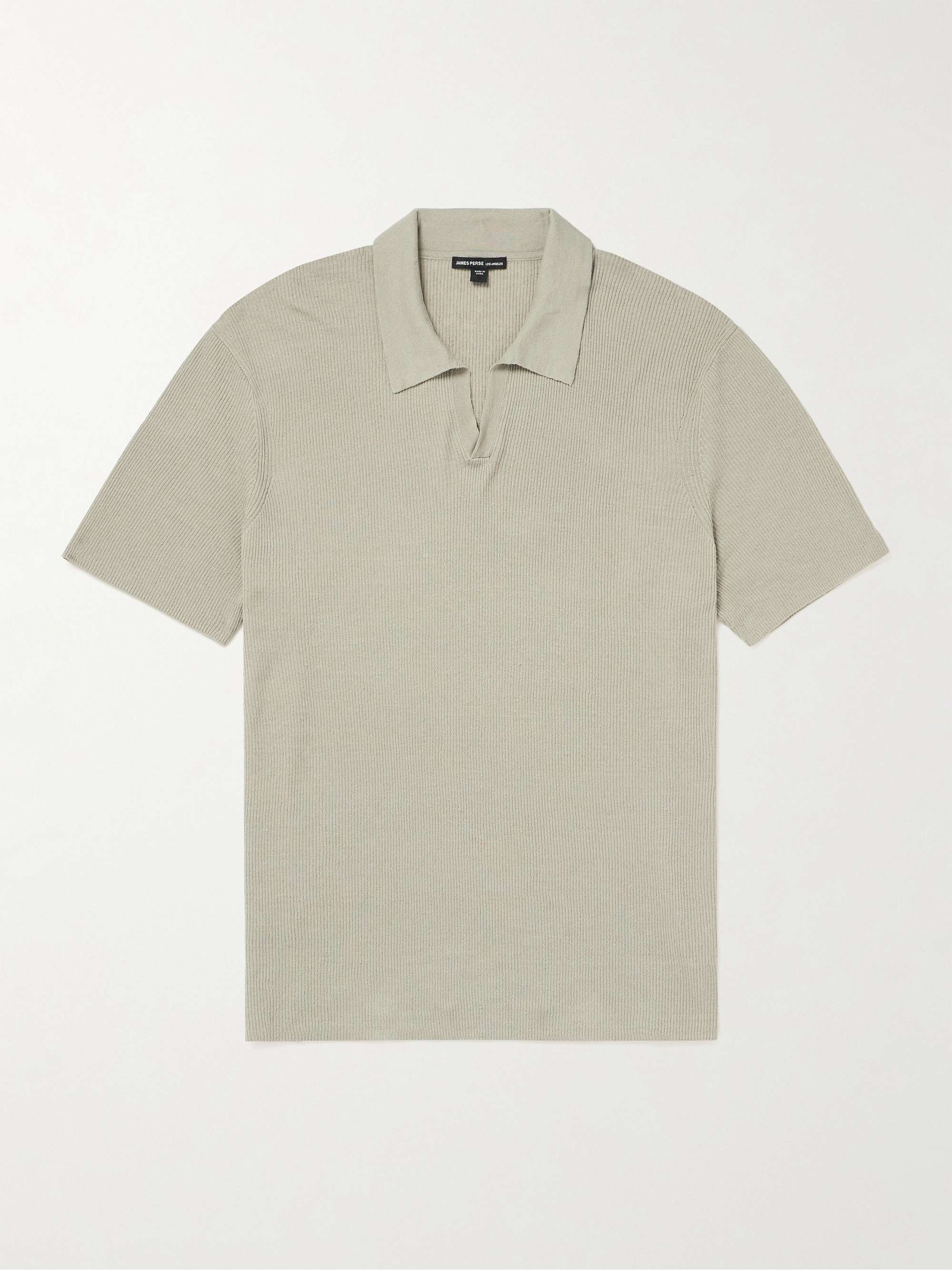 JAMES PERSE Ribbed Linen-Blend Polo Shirt for Men | MR PORTER