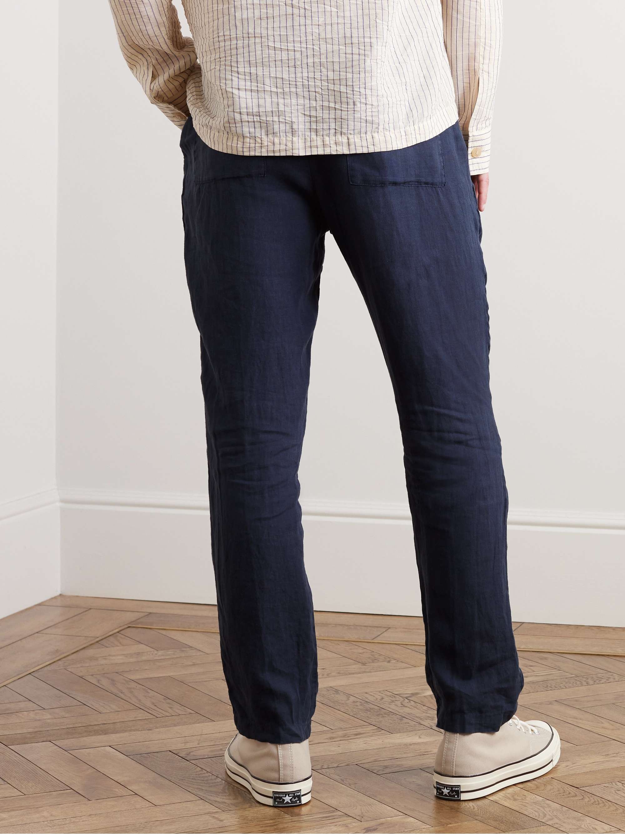 JAMES PERSE Garment-Dyed Straight-Leg Linen Trousers