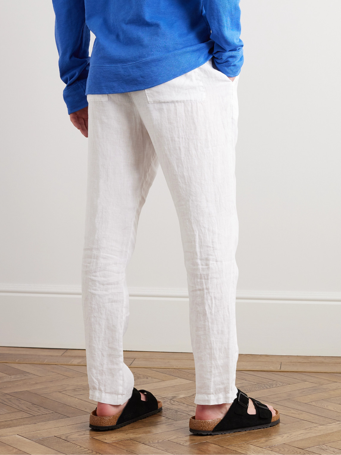 Garment-Dyed Straight-Leg Linen Trousers