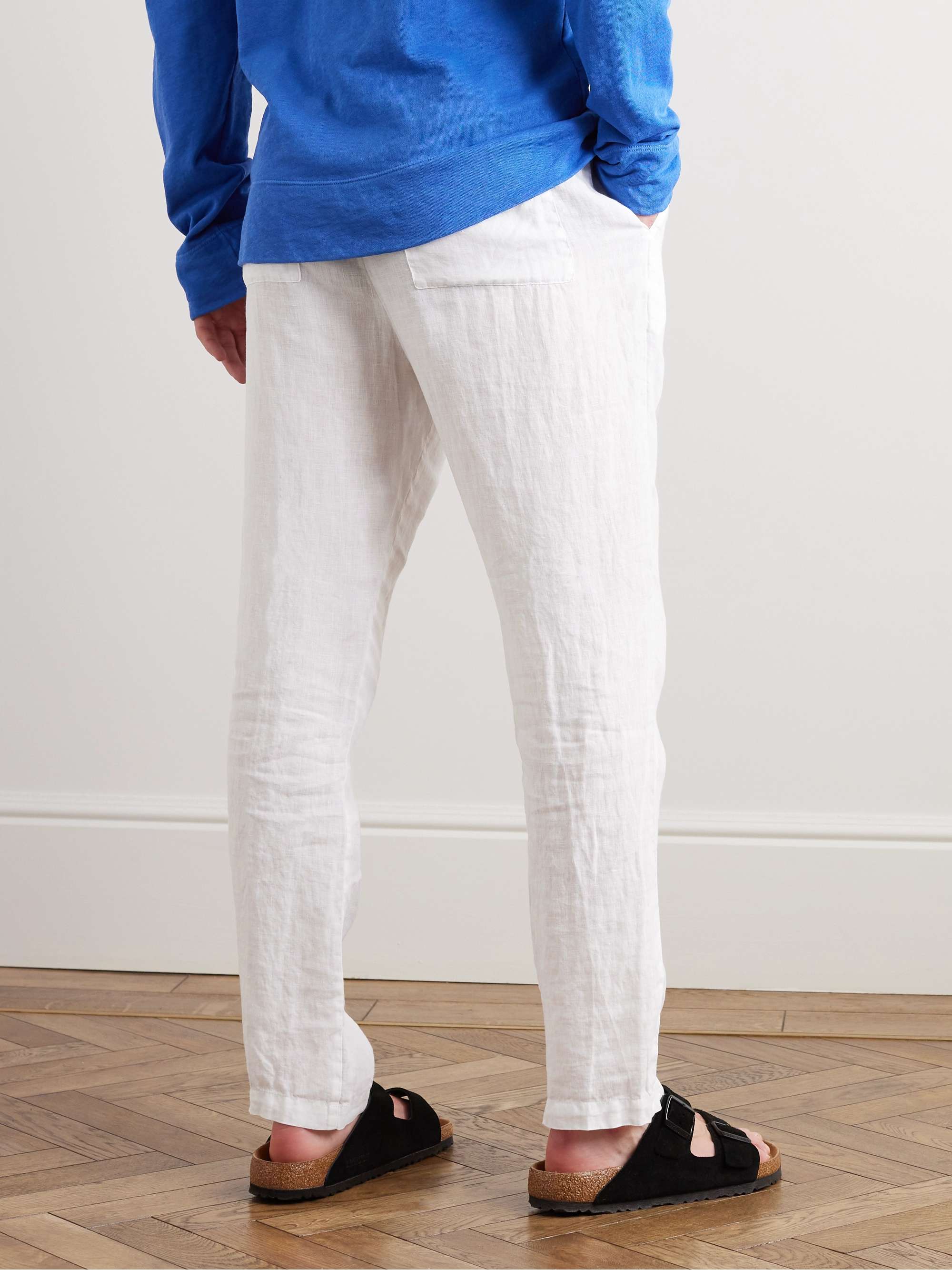 JAMES PERSE Garment-Dyed Straight-Leg Linen Trousers