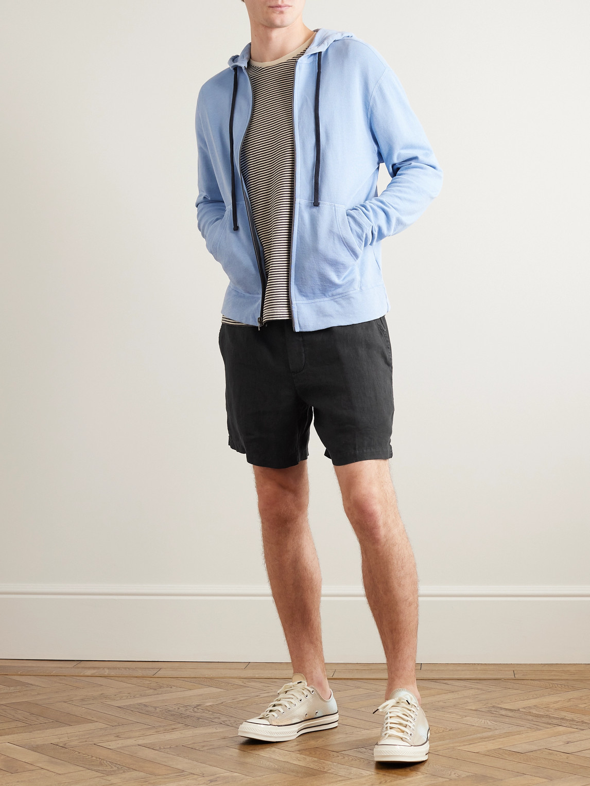 Straight-Leg Garment-Dyed Linen Drawstring Shorts — 2