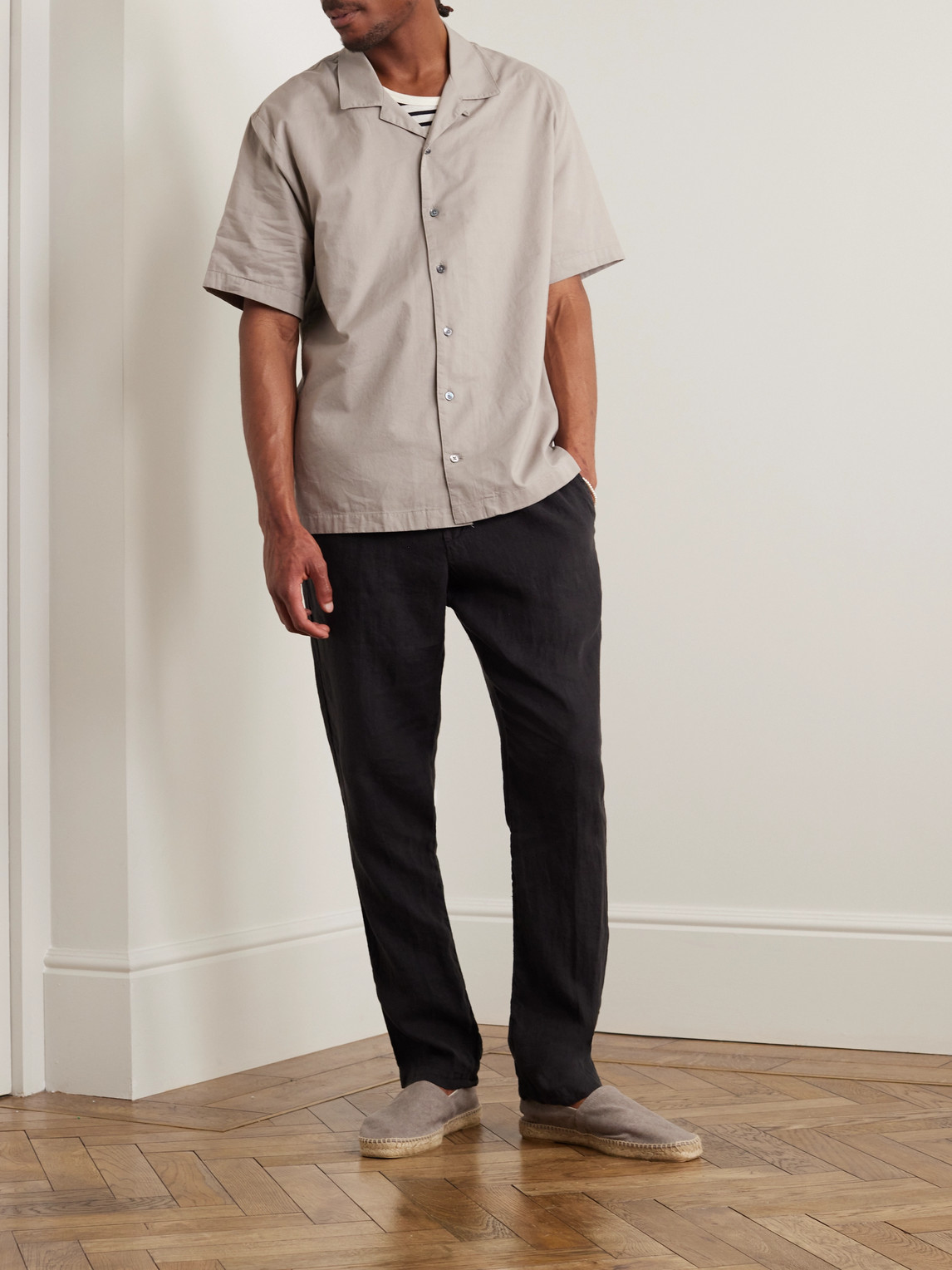 Garment-Dyed Straight-Leg Linen Drawstring Trousers — 2