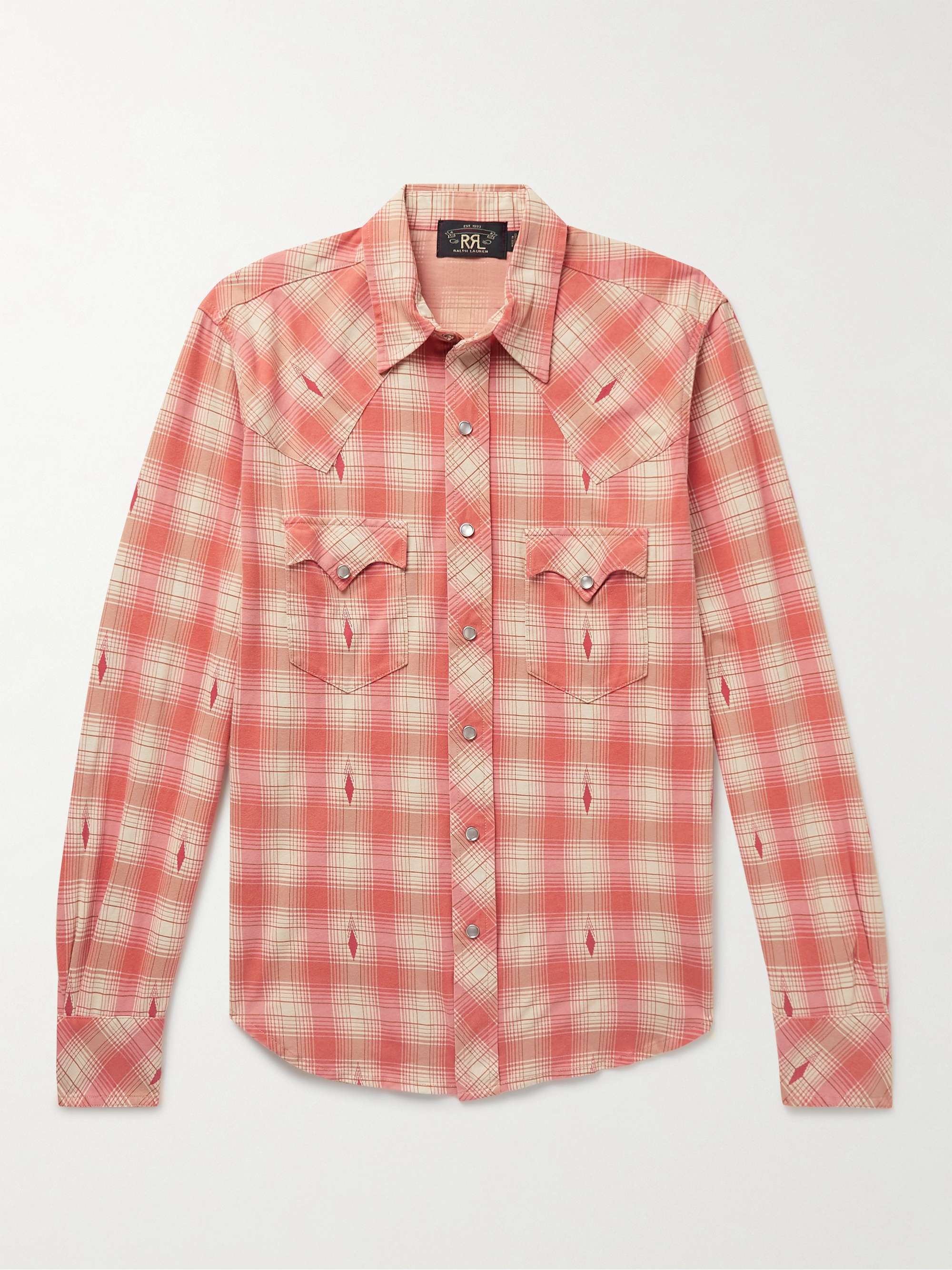 RRL Slim-Fit Checked Cotton-Jacquard Western Shirt