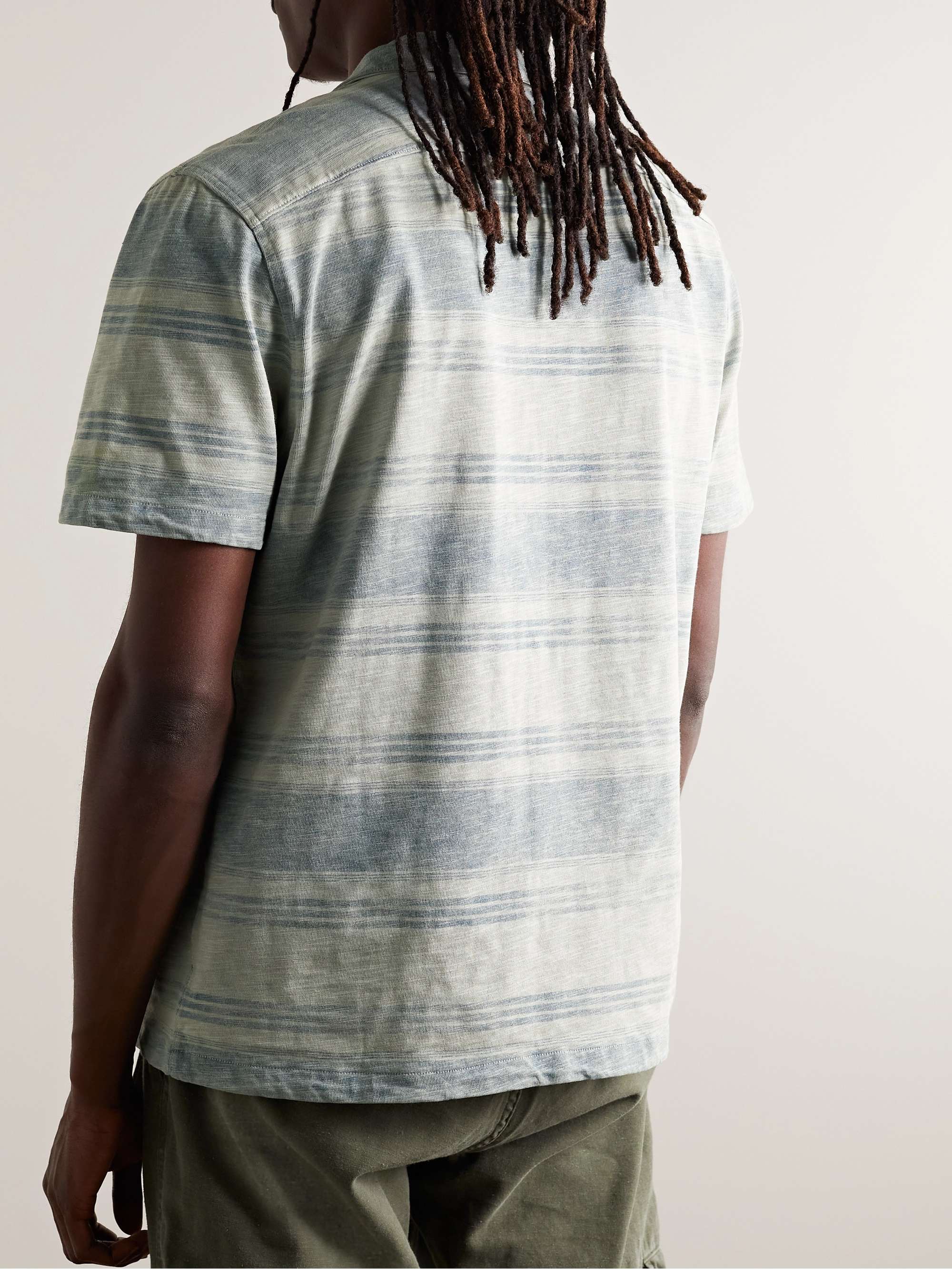 RRL Convertible-Collar Striped Slub Cotton-Jersey Shirt