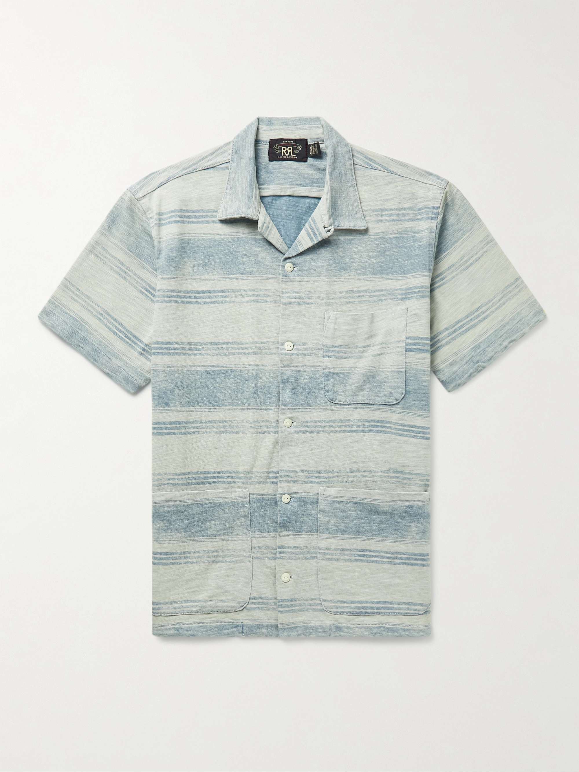 RRL Convertible-Collar Striped Slub Cotton-Jersey Shirt