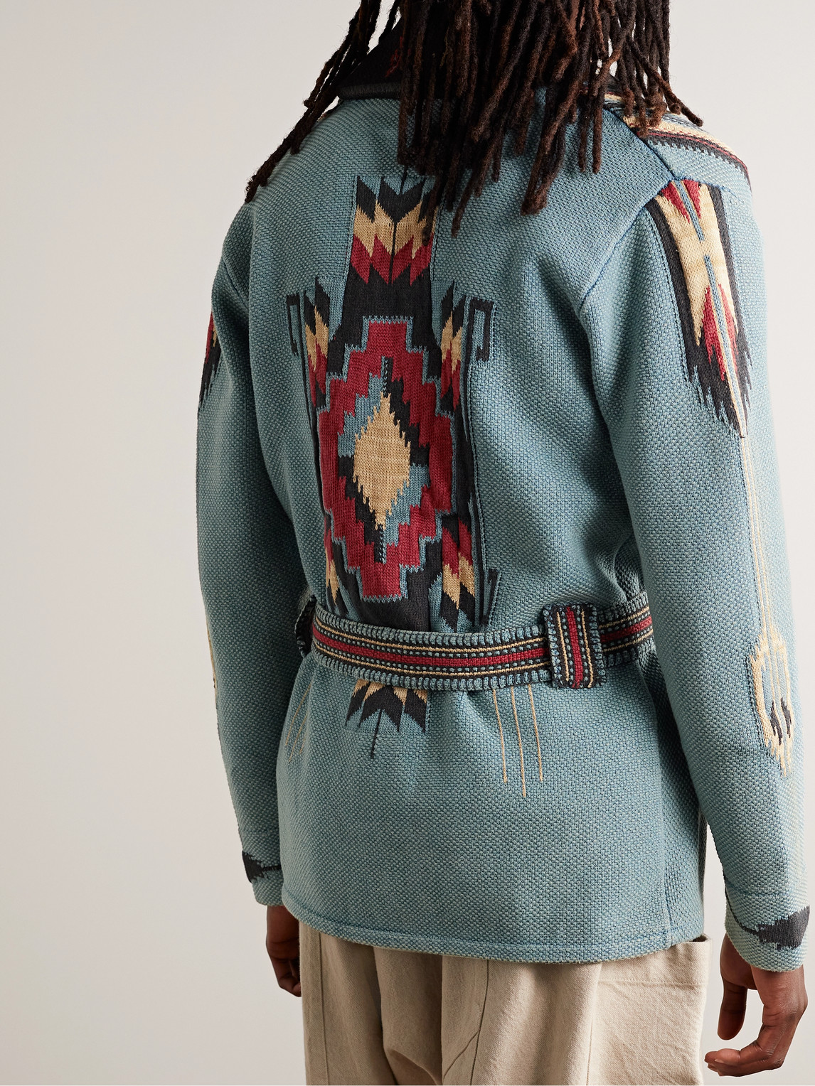 Jacquard Cotton-blend Cardigan In Indigo Multi