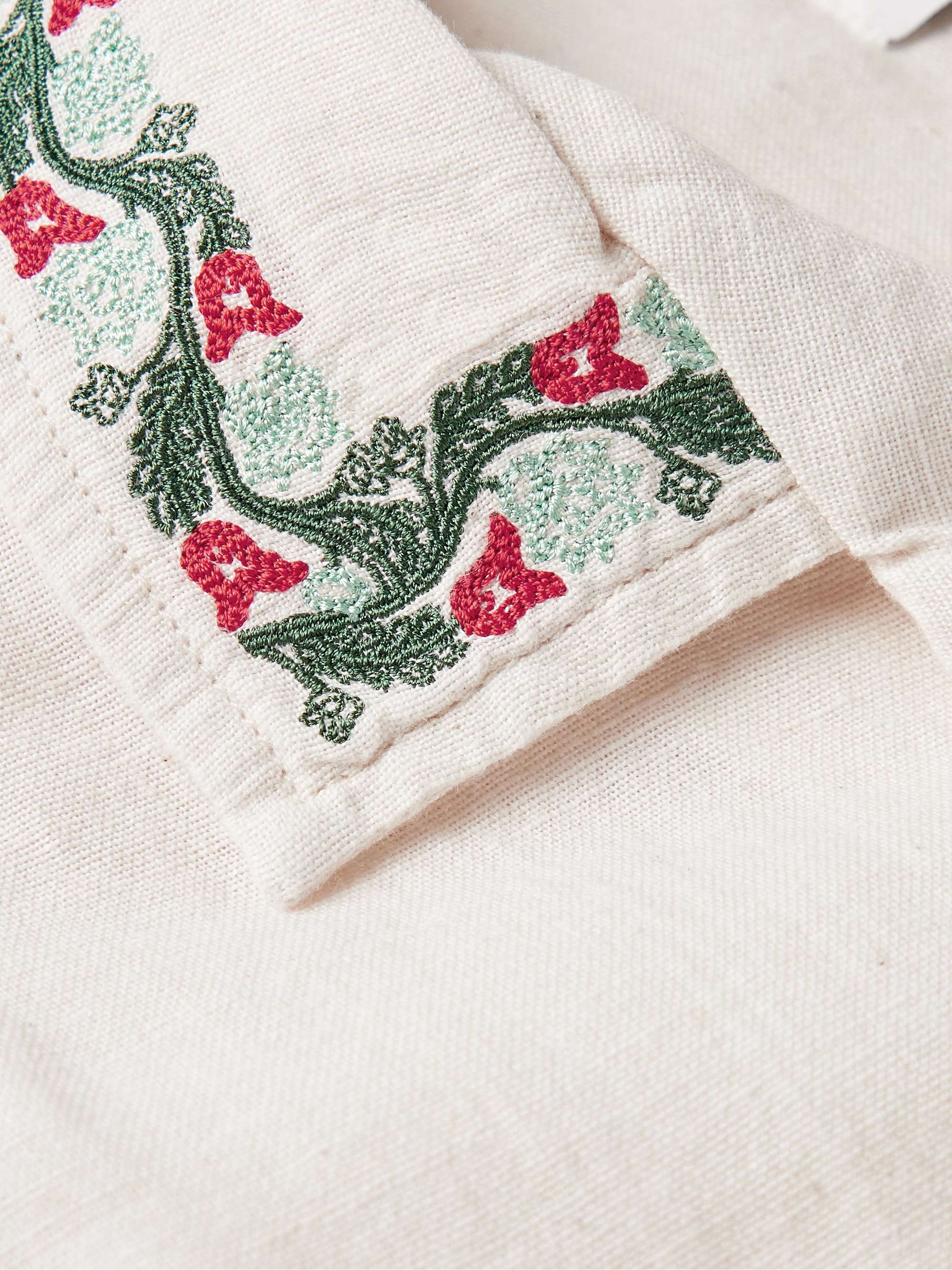 CORRIDOR Hamsa Camp-Collar Embroidered Linen and Cotton-Blend Shirt