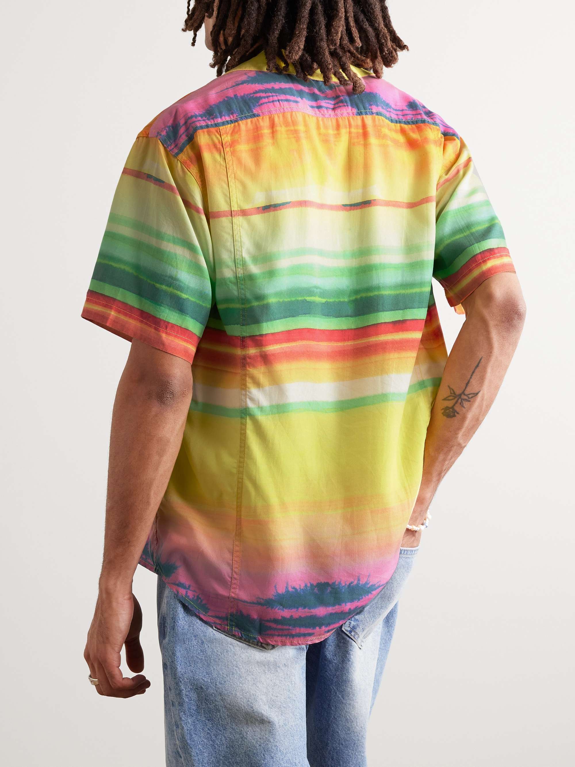 CORRIDOR Todos Convertible-Collar Striped Lyocell Shirt