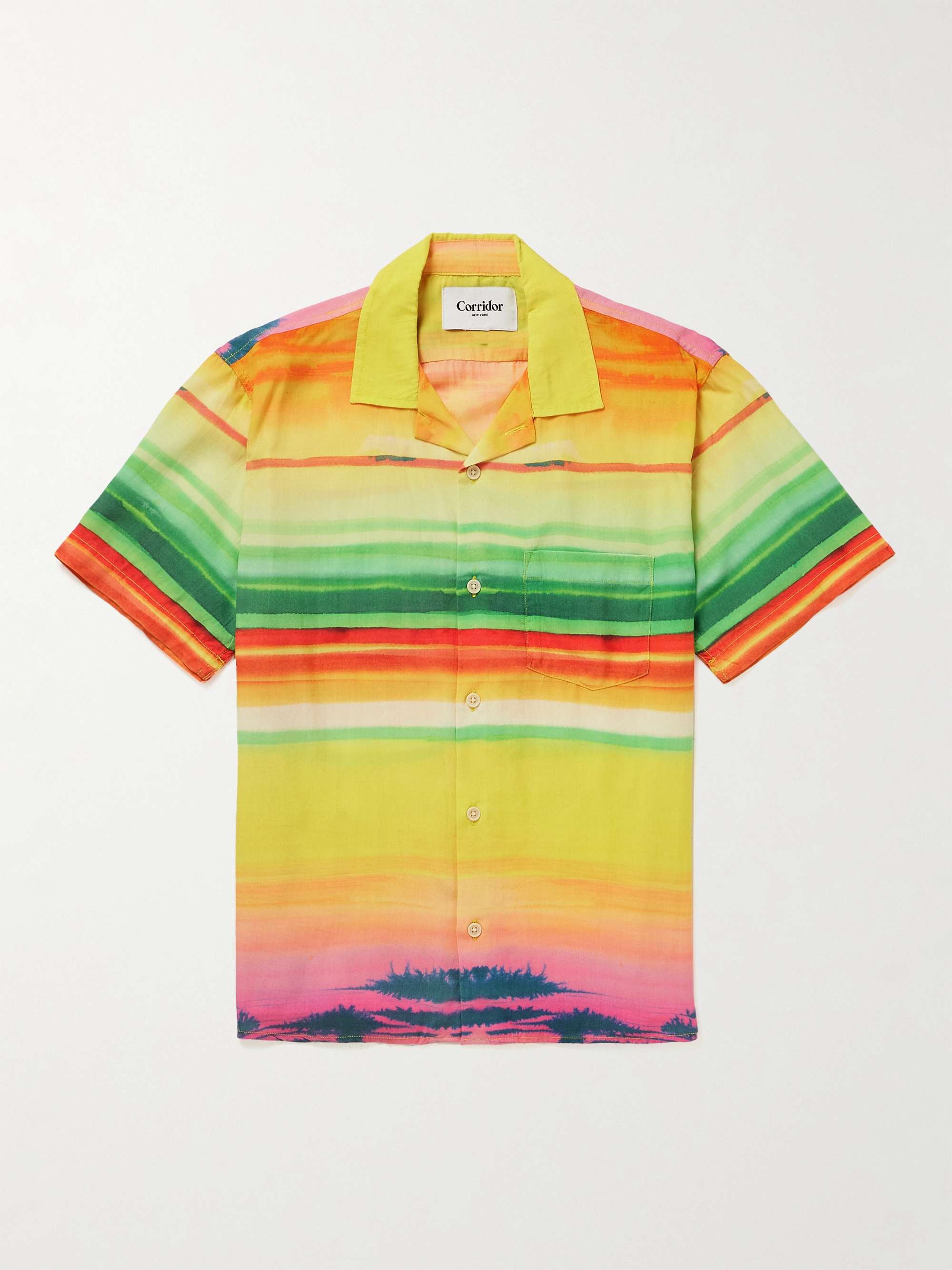 CORRIDOR Todos Convertible-Collar Striped Lyocell Shirt