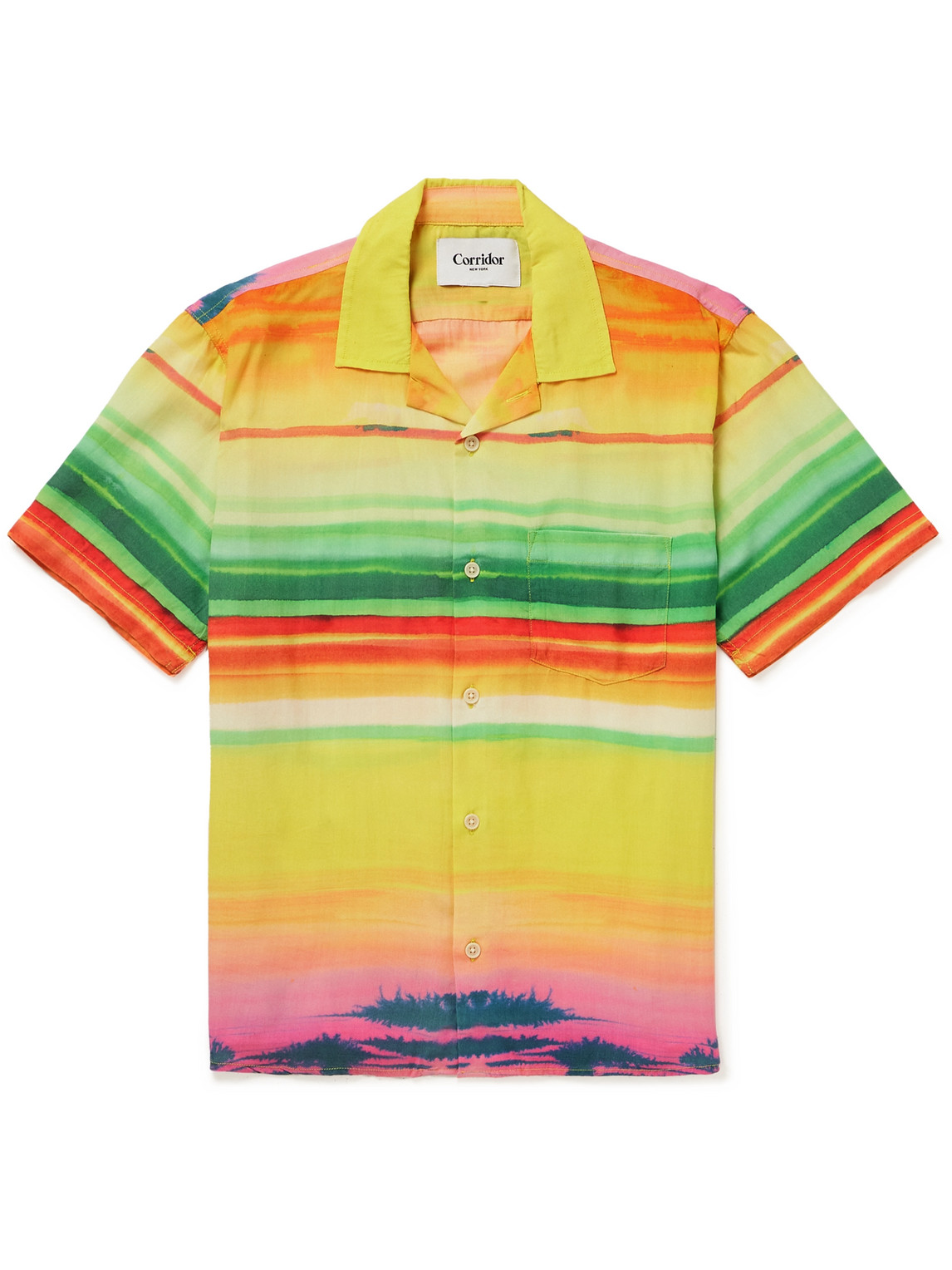 Corridor Todos Convertible-collar Striped Lyocell Shirt In Multi